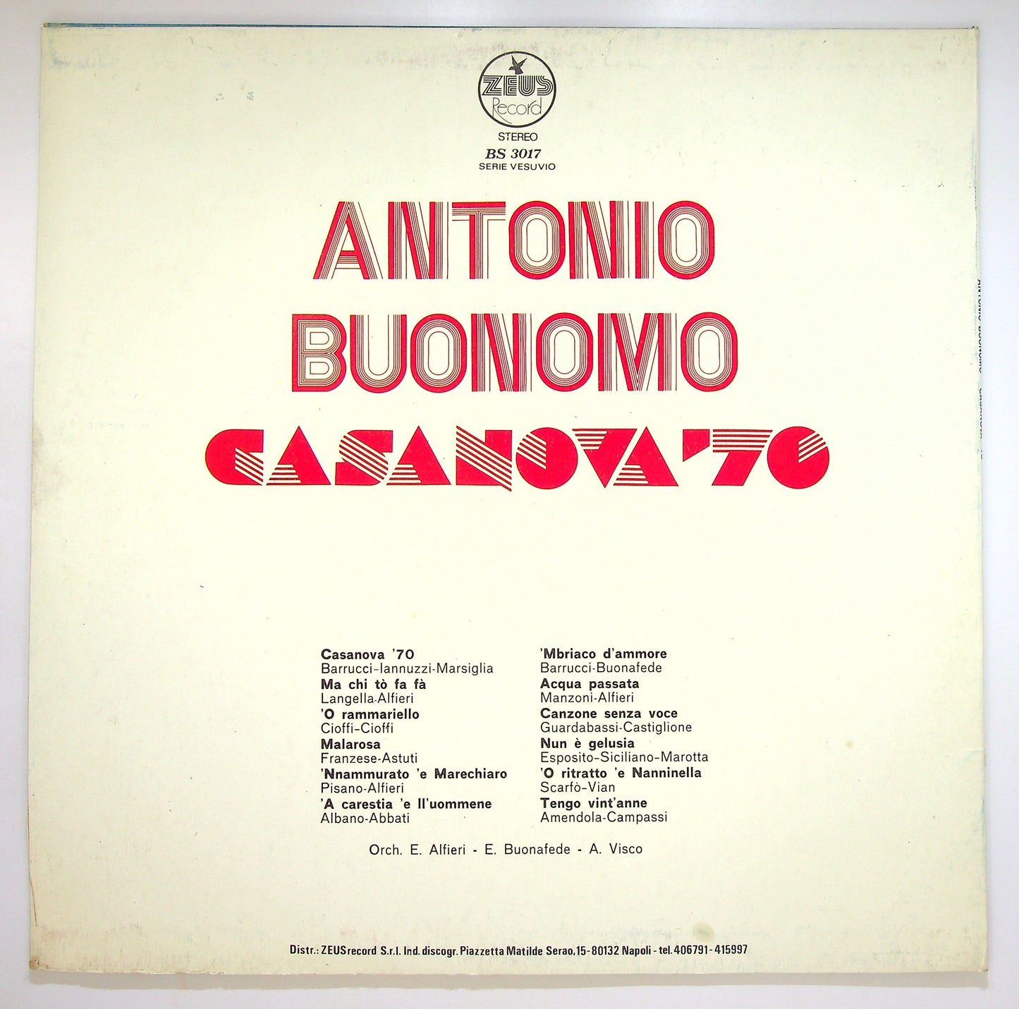 EBOND Antonio Buonomo - Casanova '70 Vinile V083147