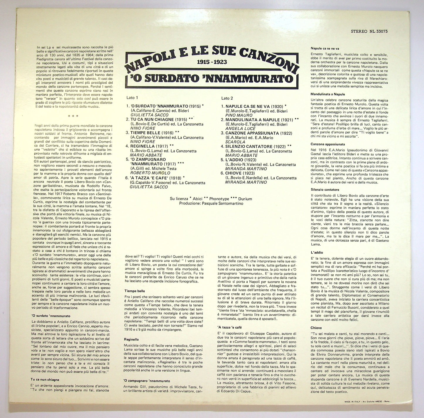 EBOND Napoli E Le Sue Canzoni (1915-1923) 'O Surdato 'Nnammurato Vinile V084090