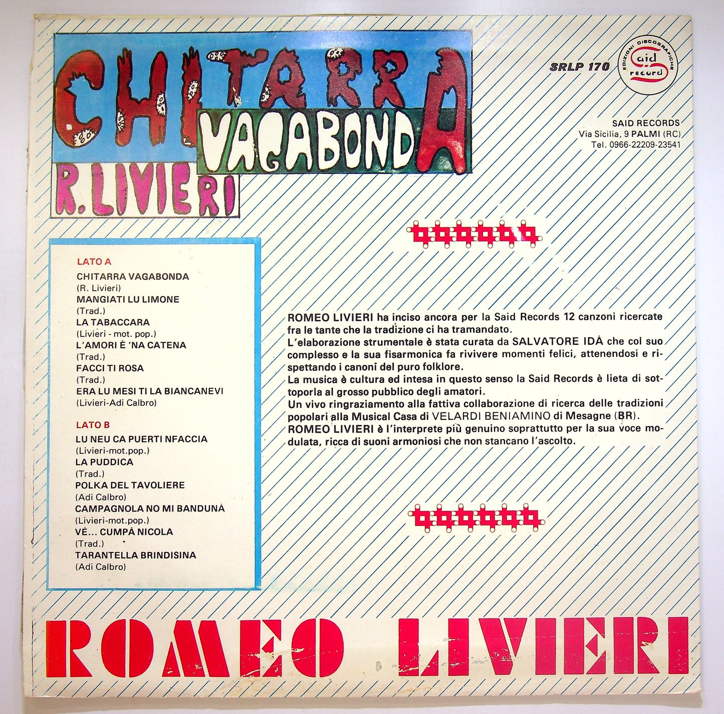 EBOND Romeo Livieri - Chitarra Vagabonda Vinile V084105
