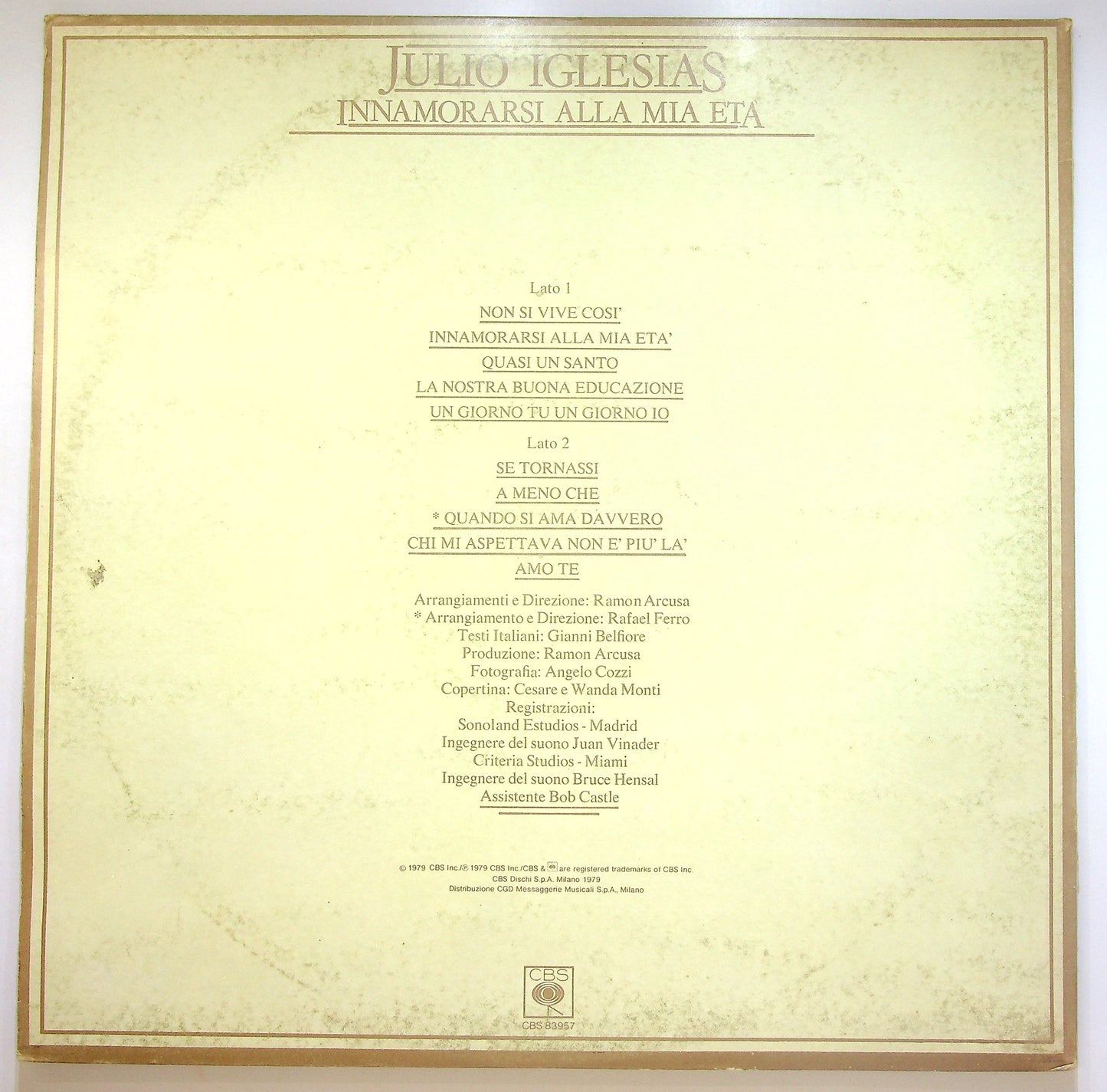 EBOND Julio Iglesias - Innamorarsi Alla Mia Eta Vinile V084109