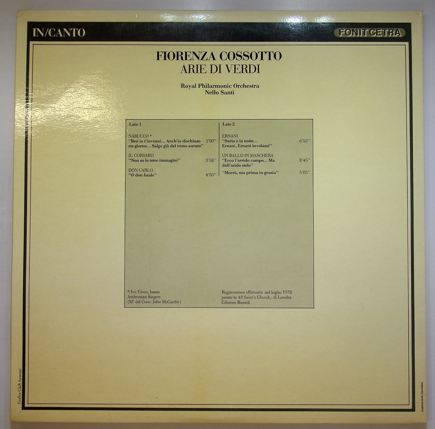 EBOND Fiorenza Cossotto - Arie Di Verdi Vinile V084130