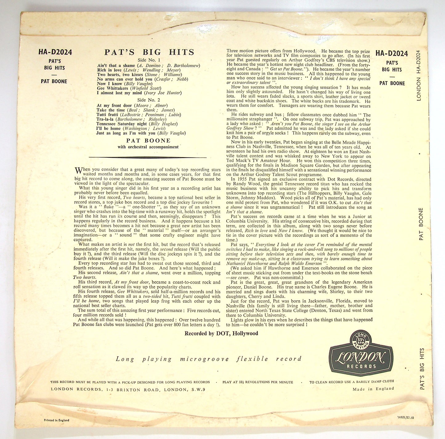 EBOND Pat Boone - Pat's Big Hits Vinile V085021