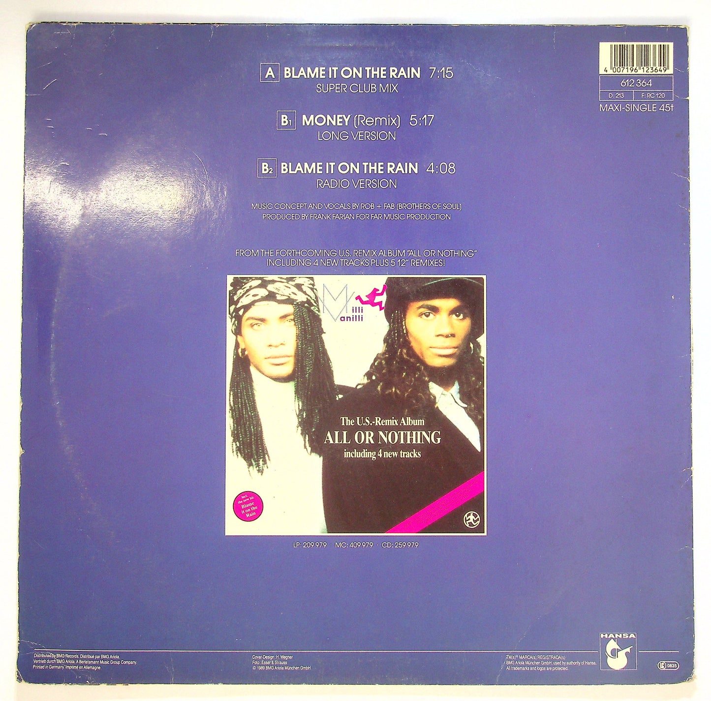 EBOND Milli Vanilli - Blame It On The Rain Vinile V085099