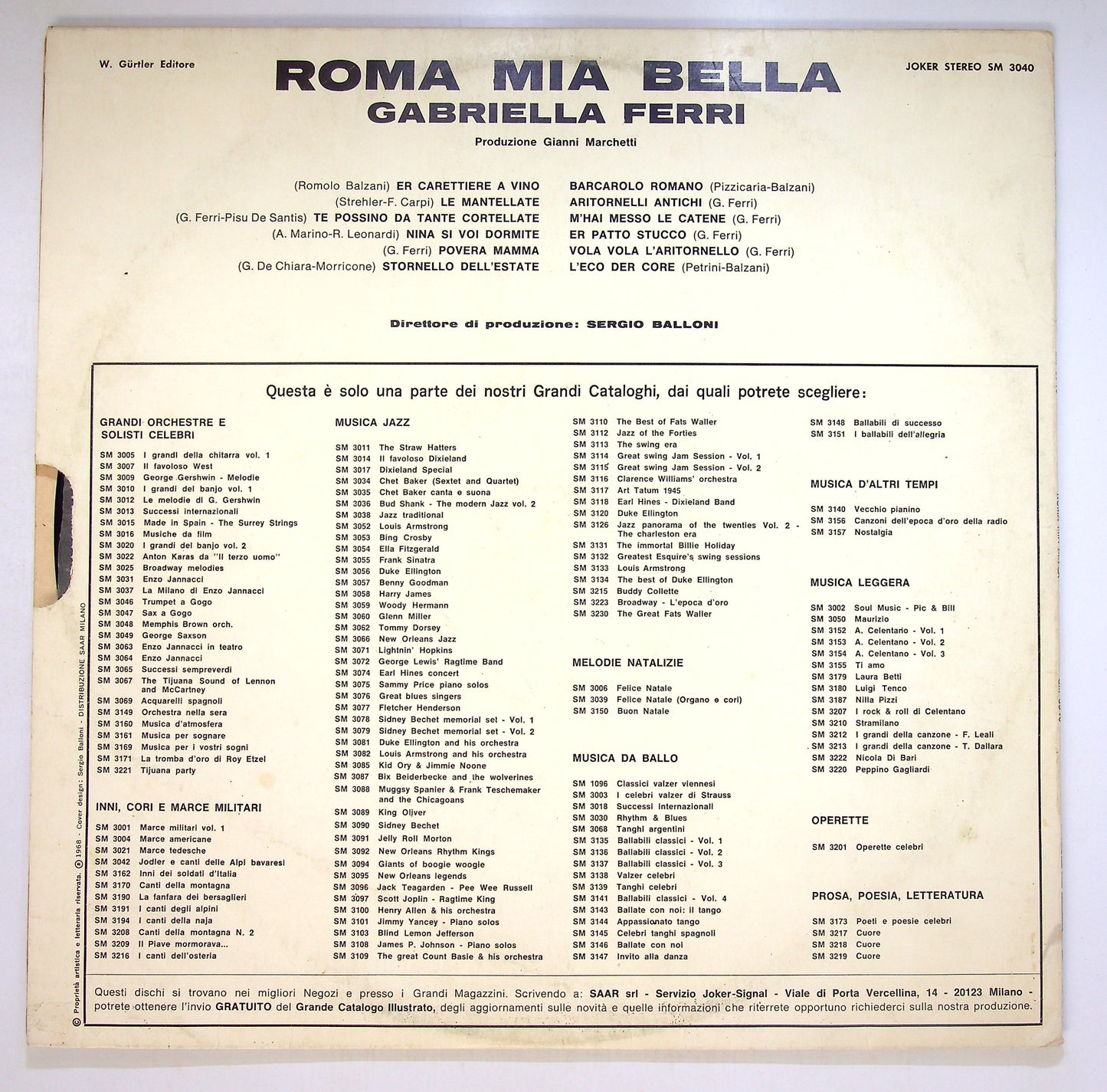 EBOND Gabriella Ferri - Roma Mia Bella Vinile V086040