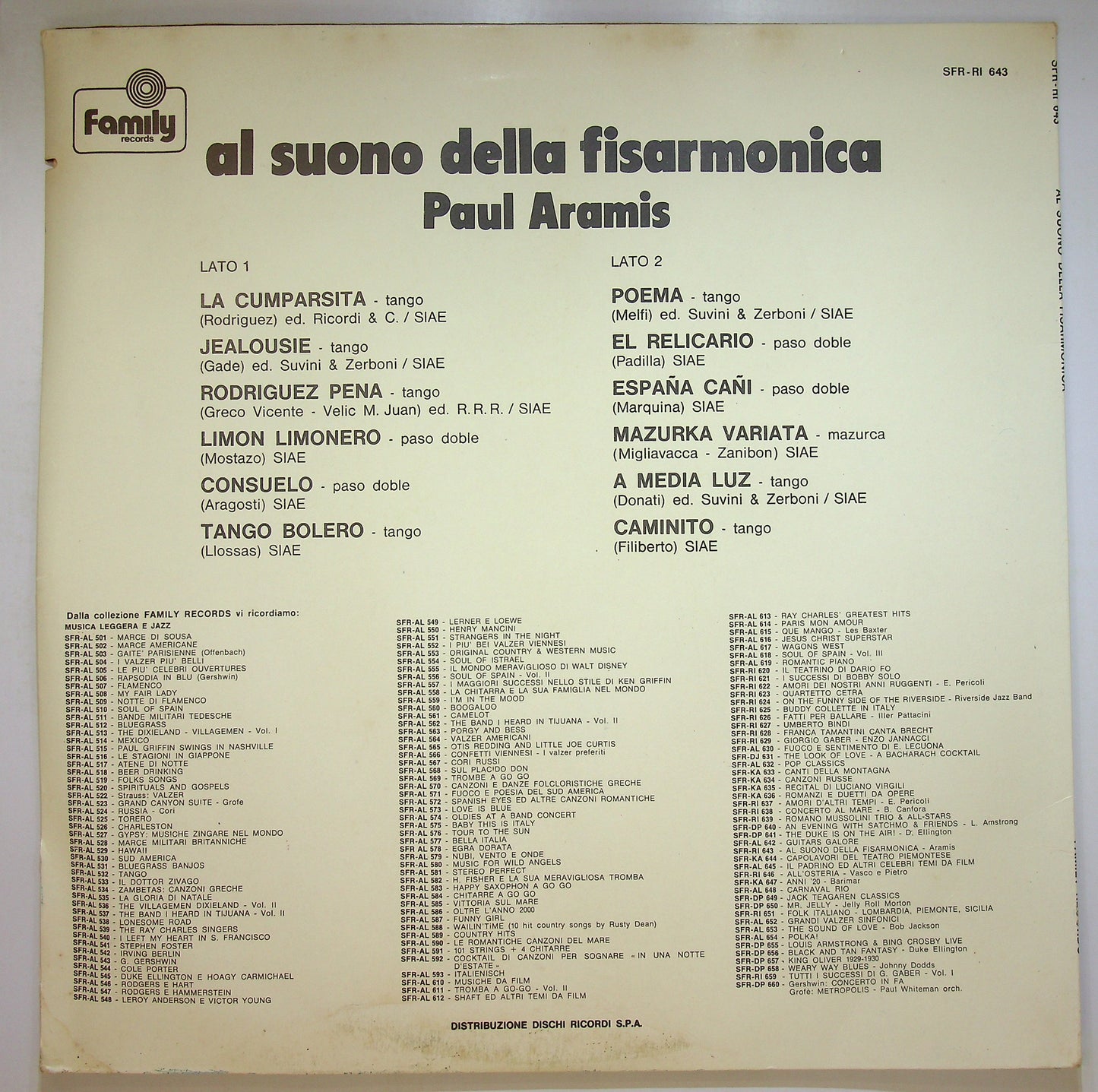 EBOND Paul Aramis - Al Suono Della Fisarmonica Vinile V089007