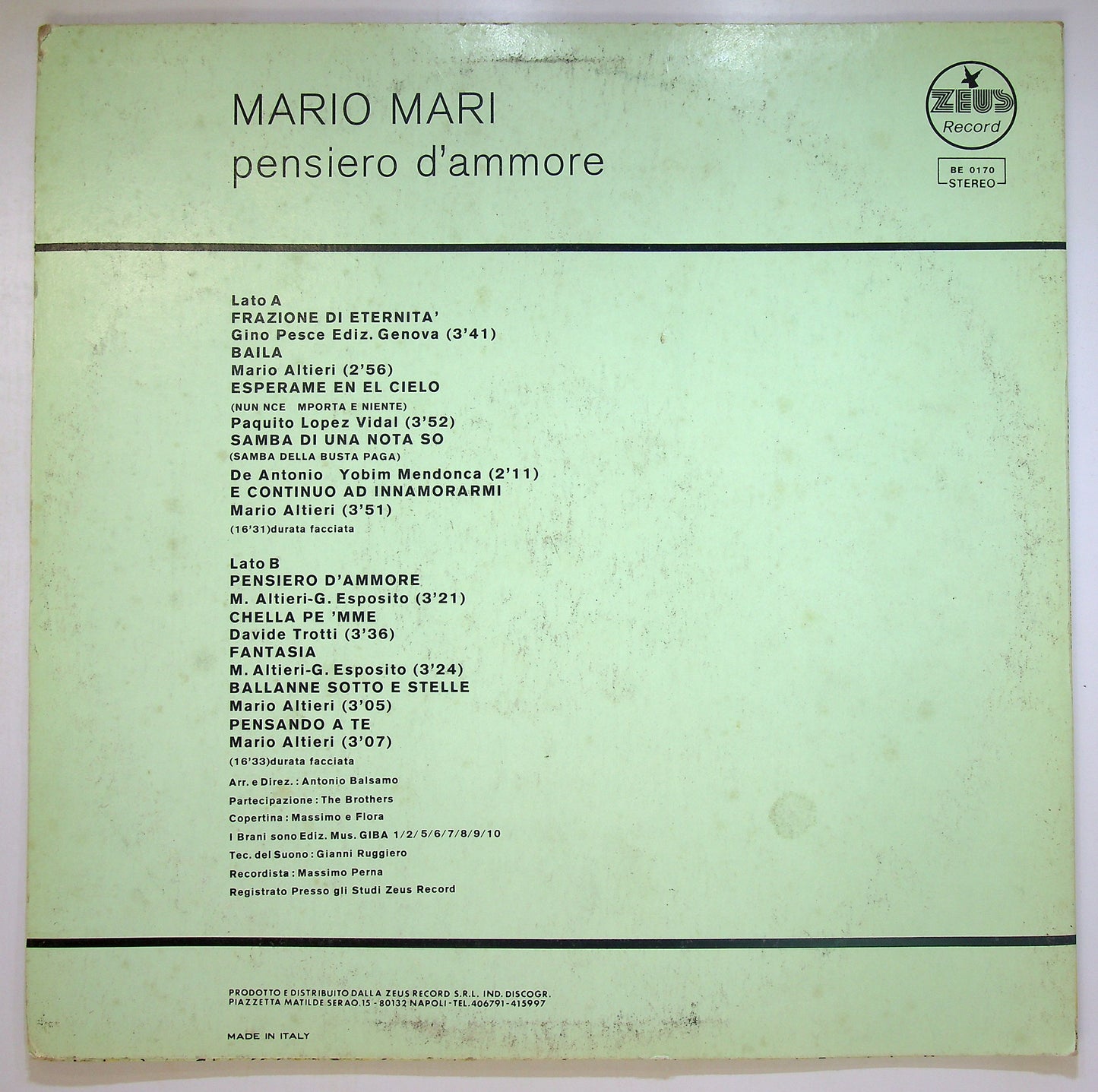 EBOND Mario Mari - Pensiero D'Ammore Vinile V089051