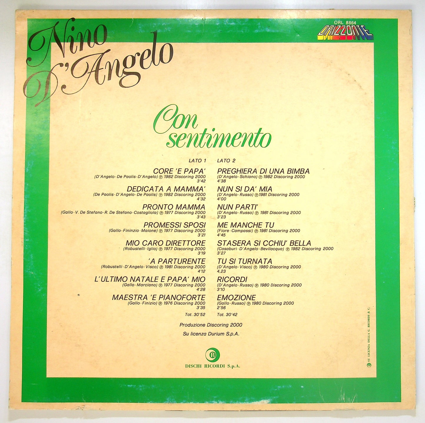EBOND Nino D'Angelo - Con sentimento Vinile V096101