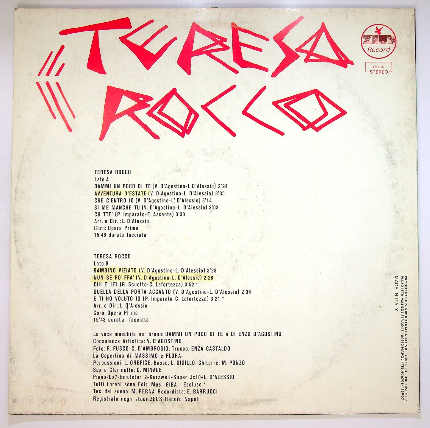 EBOND Teresa Rocco - Teresa Rocco Vinile V096113
