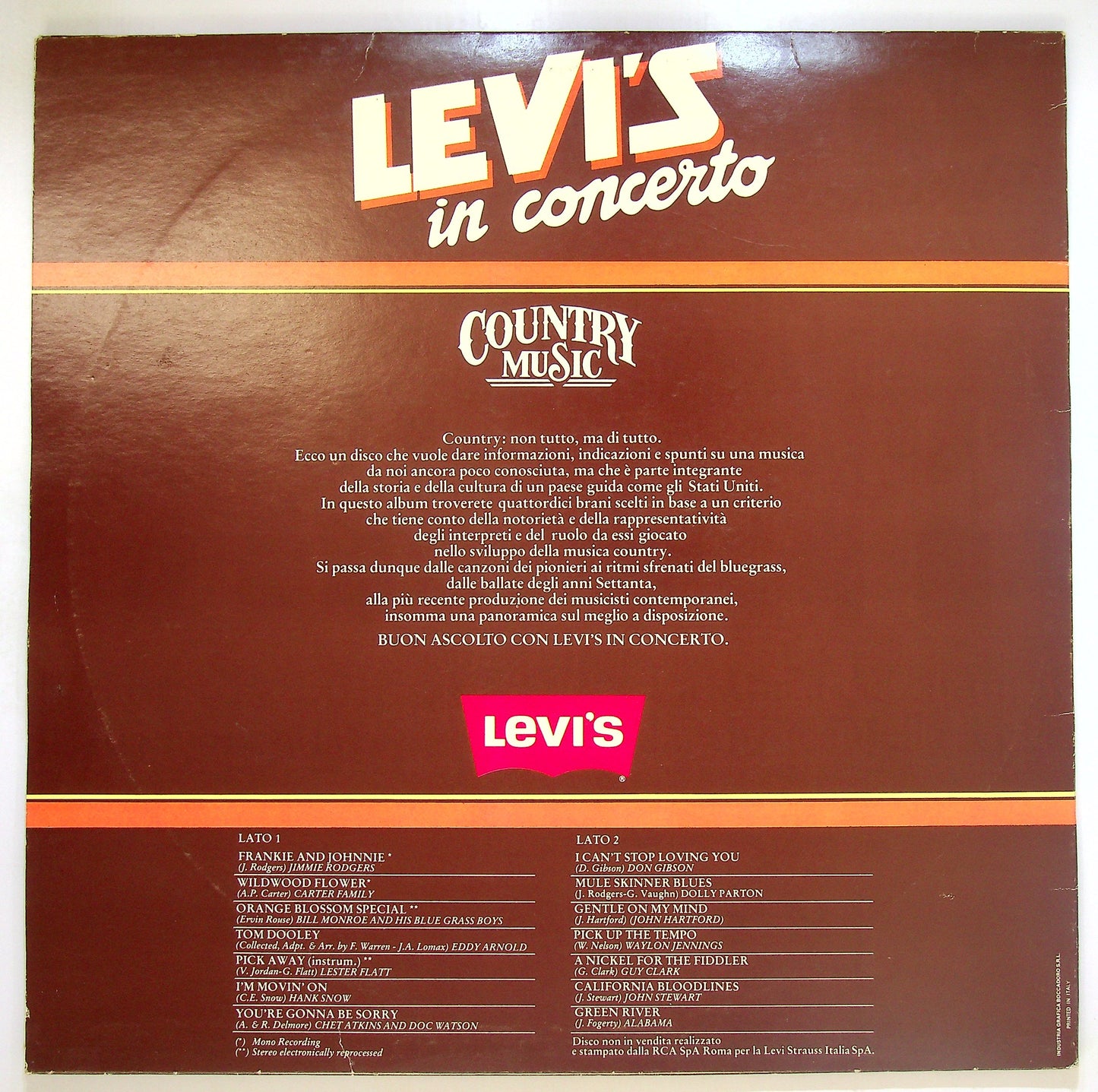 EBOND Various - Levi's In Concerto (Country Music) Vinile V097006