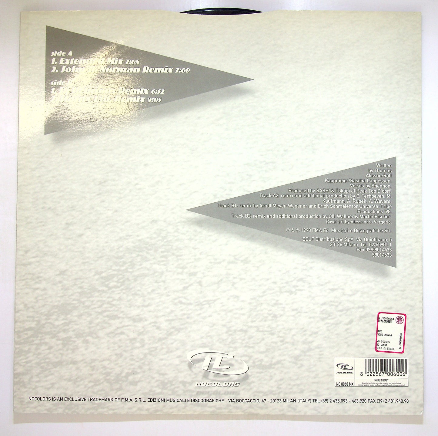 EBOND Sash! Feat. Shannon - Move Mania Vinile V097060