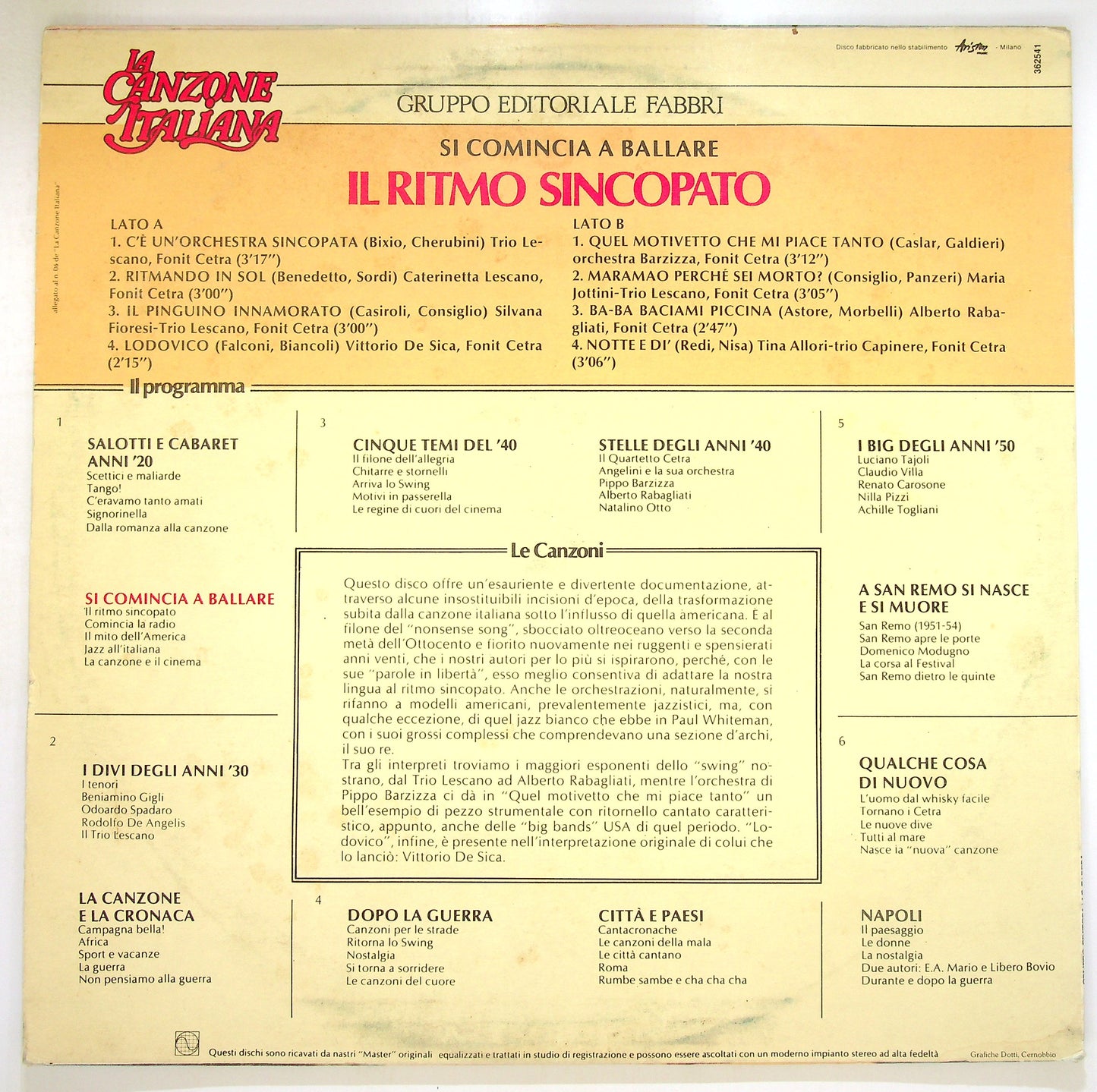 EBOND Various - Il Ritmo Sincopato Vinile V098139