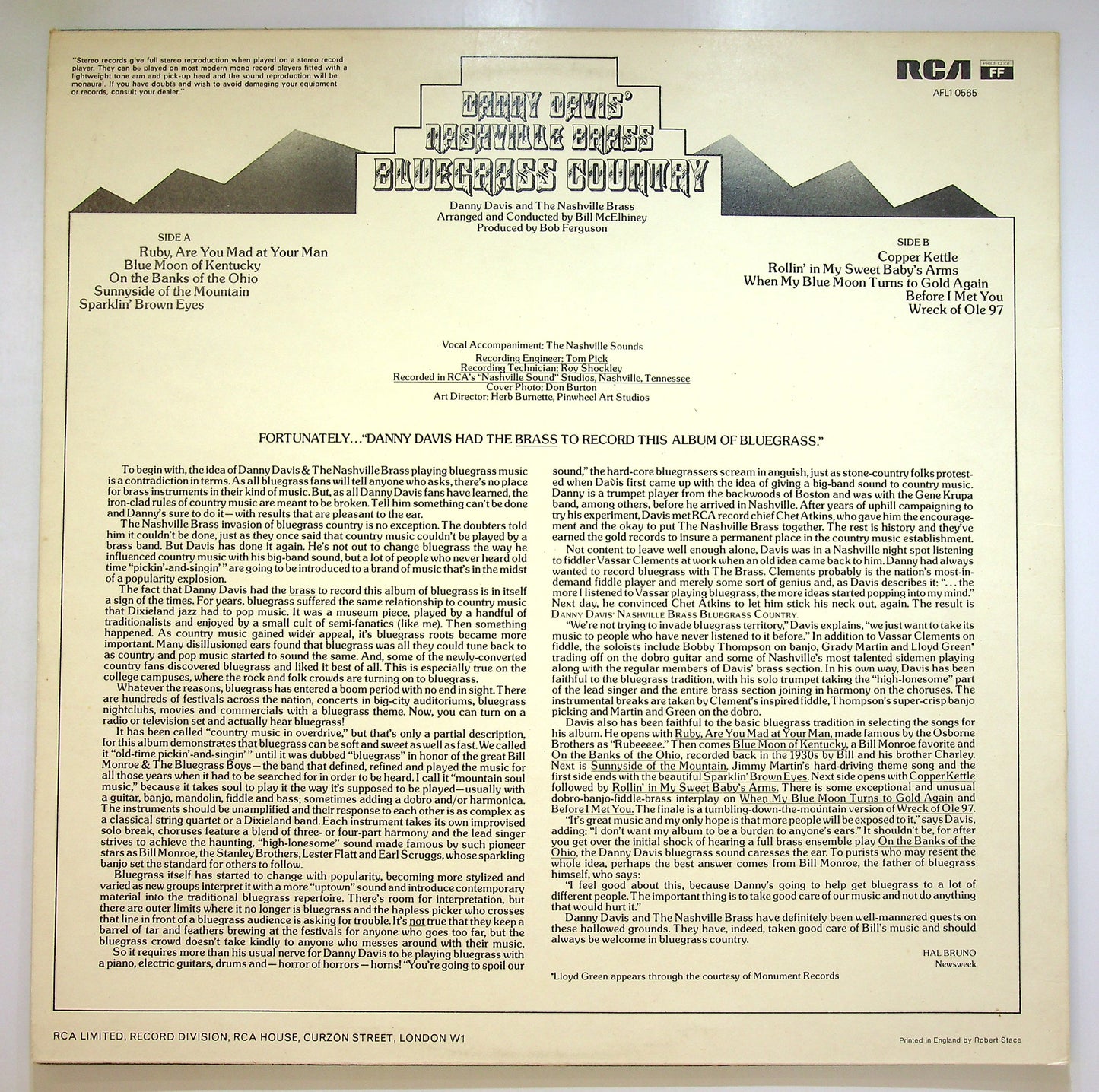 EBOND Danny Davis & The Nashville Brass - Bluegrass Country Vinile V099066