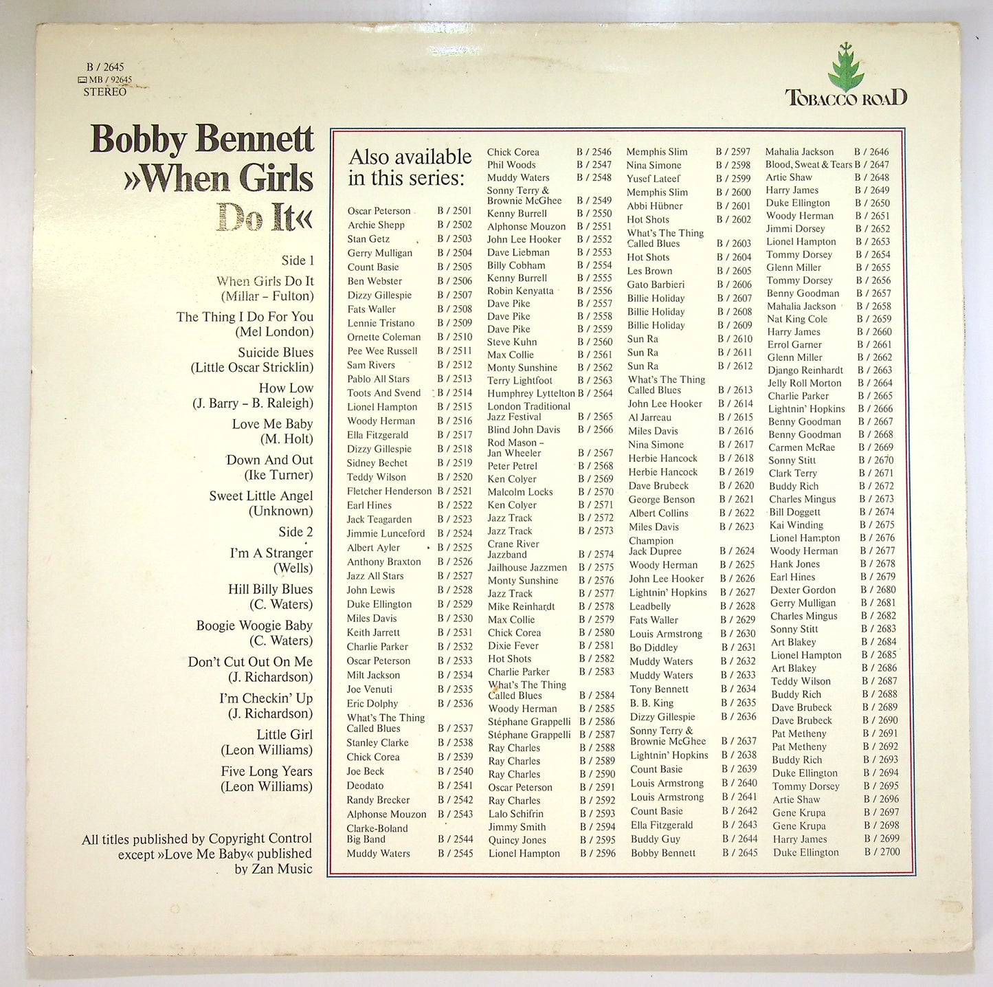 EBOND Bobby Bennett - When Girls Do It Vinile V100011