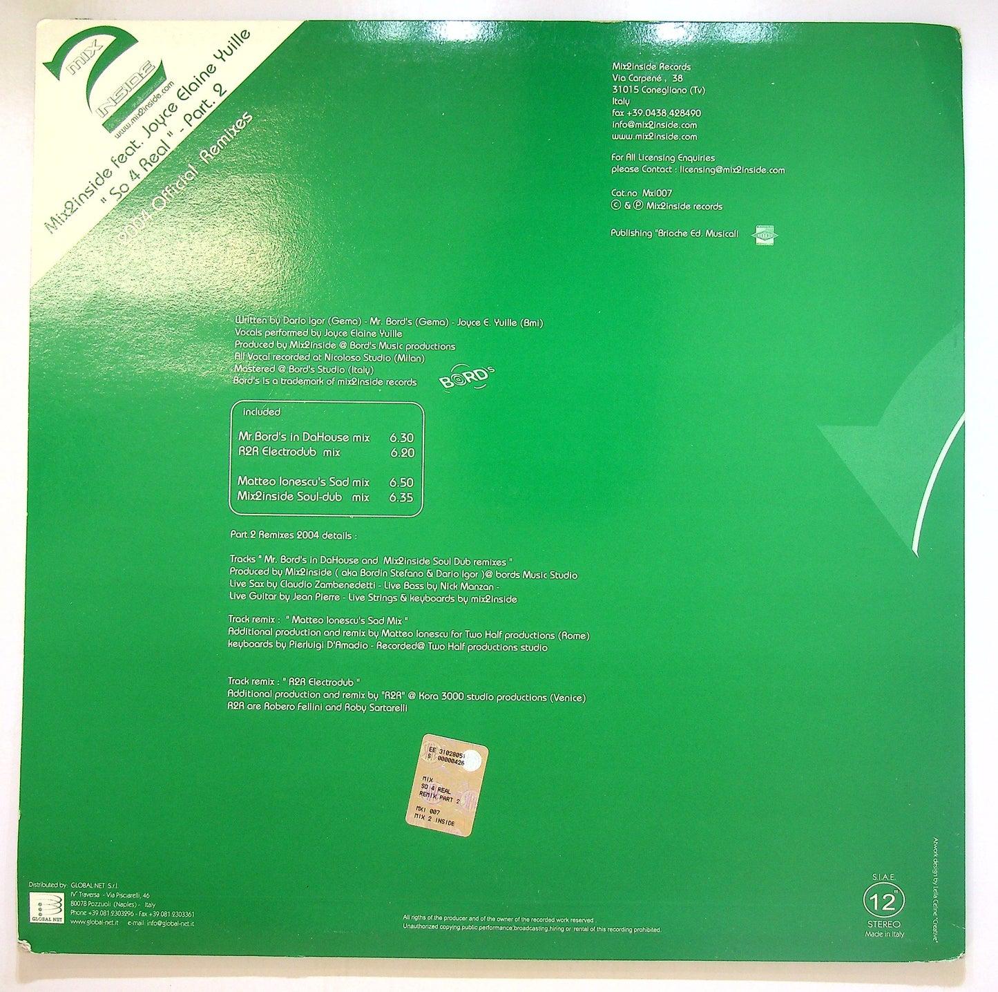 EBOND Joyce Elaine Yuille - So 4 Real (Part 2 Remixes 2004) Vinile V100072