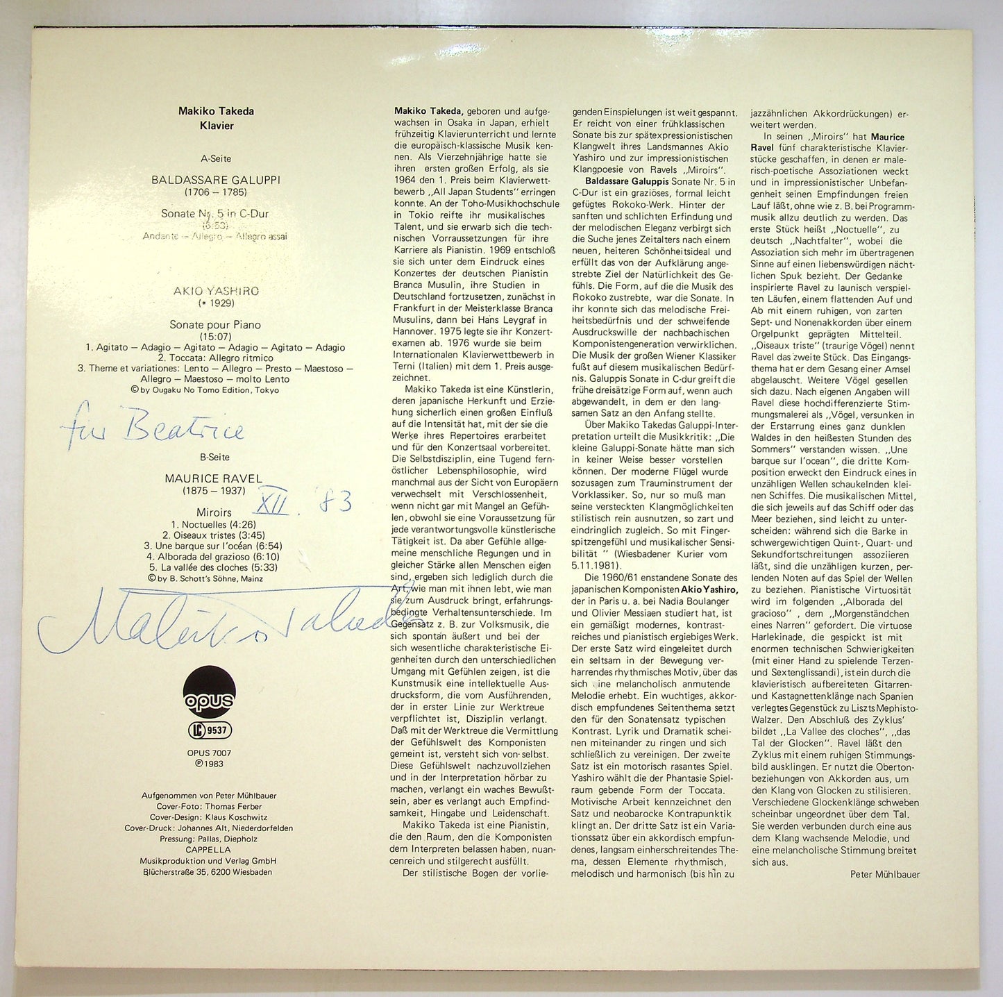 EBOND Makiko Takeda - Klavier Vinile V100088