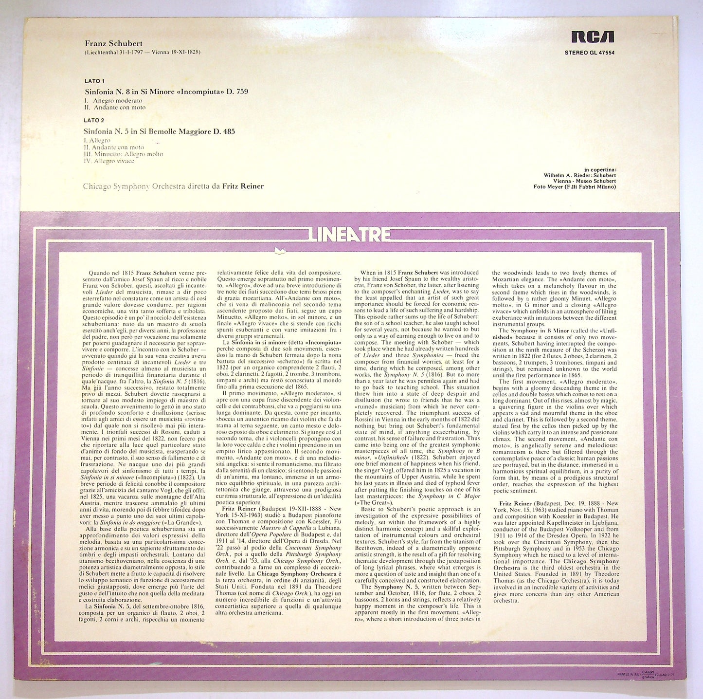EBOND Schubert - Sinfonia N. 8 In Si Mi (Incompiuta) Vinile V100104