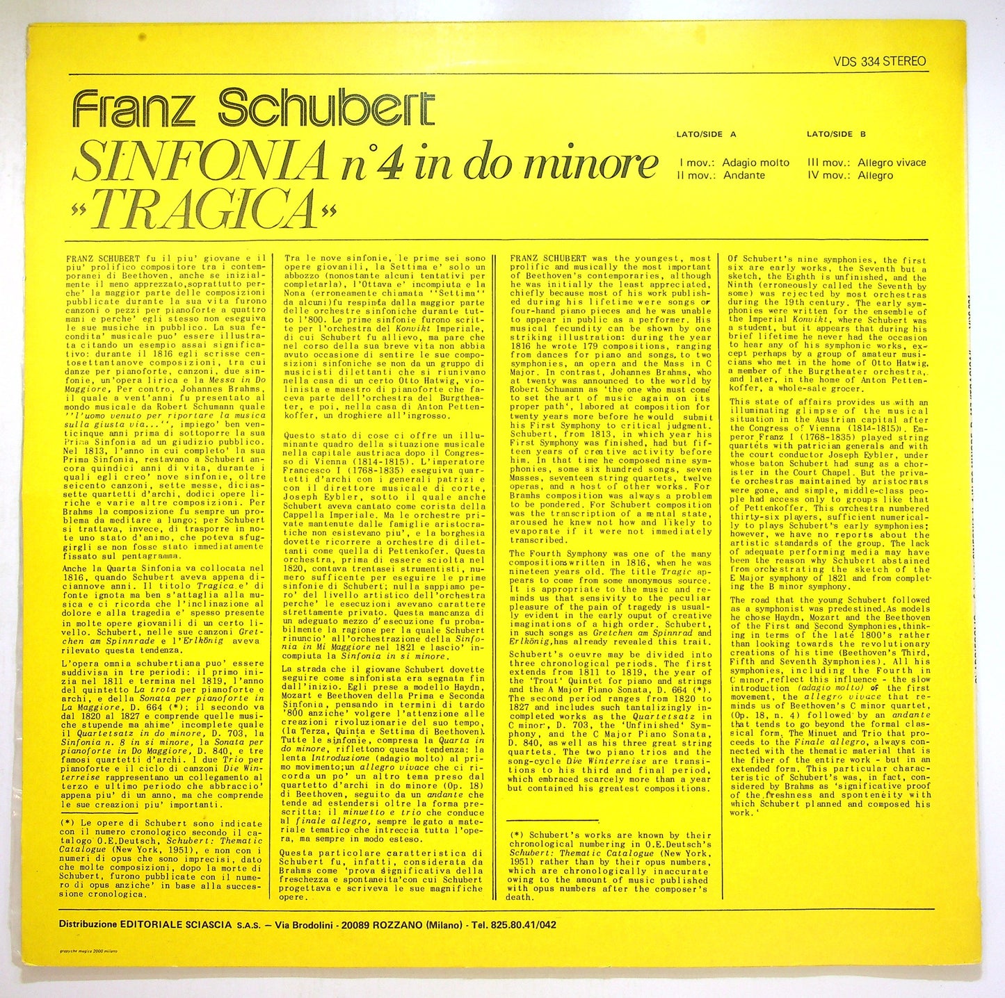 EBOND Franz Schubert - Sinfonia N. 4 In Do Minore ''Tragica'' Vinile V100105