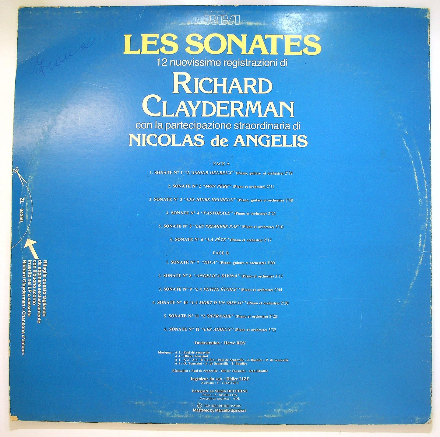 EBOND Richard Clayderman - Di Nicolas De Angelis - Les Sonates Vinile V103114