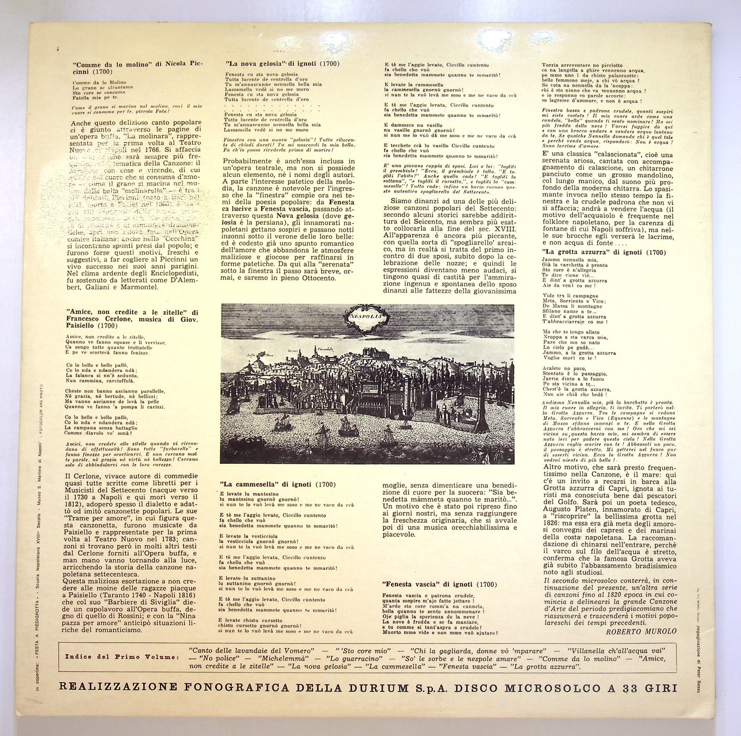 EBOND Antologia Cronologica Della Canzone Partenopea Vol 1 Vinile V104102