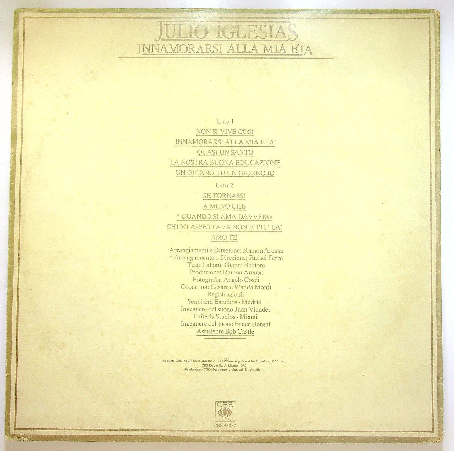 EBOND Julio Iglesias - Innamorarsi Alla Mia Eta Vinile V105006
