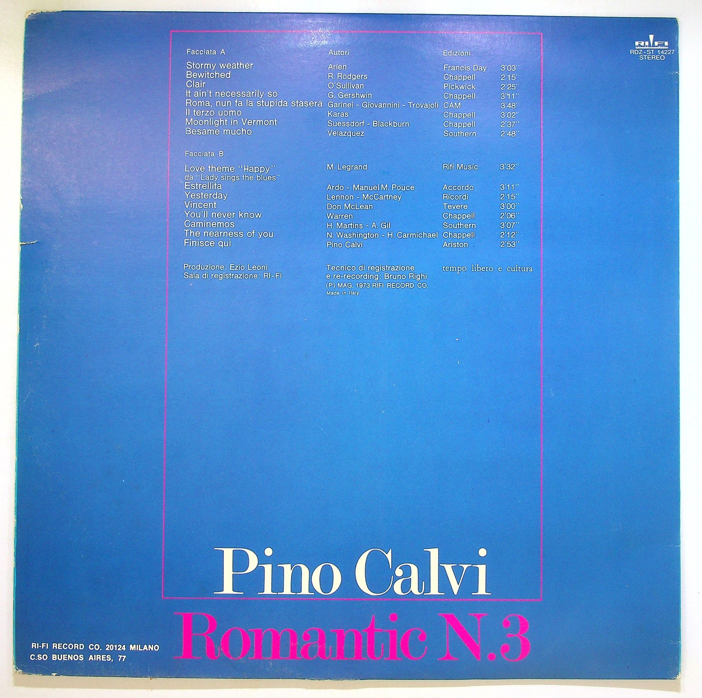 EBOND Pino Calvi - Romantic N. 3 Vinile V105029