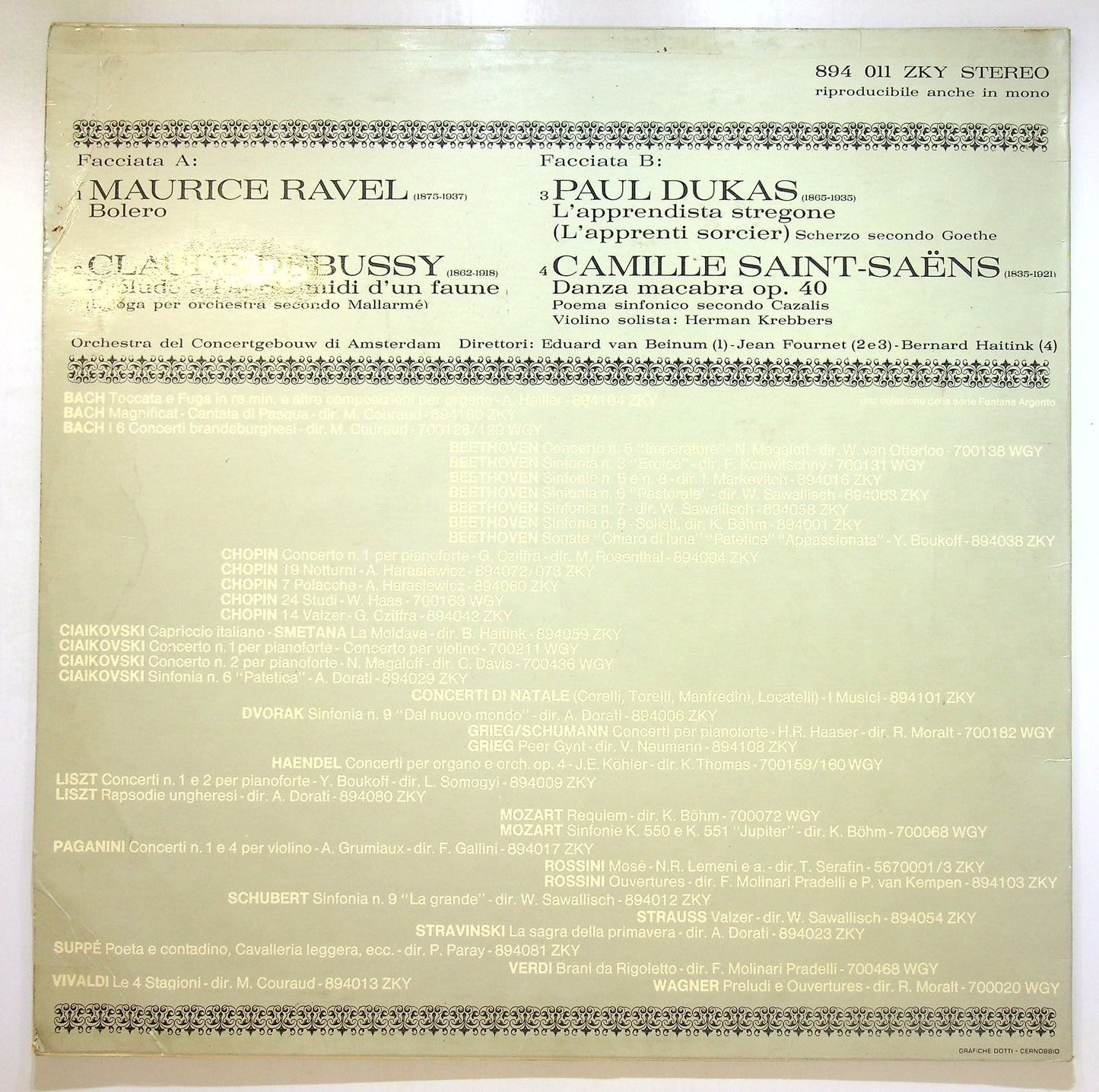 EBOND Bolero / Prelude A L'Apres-Midi D'Un Faune Vinile V105053