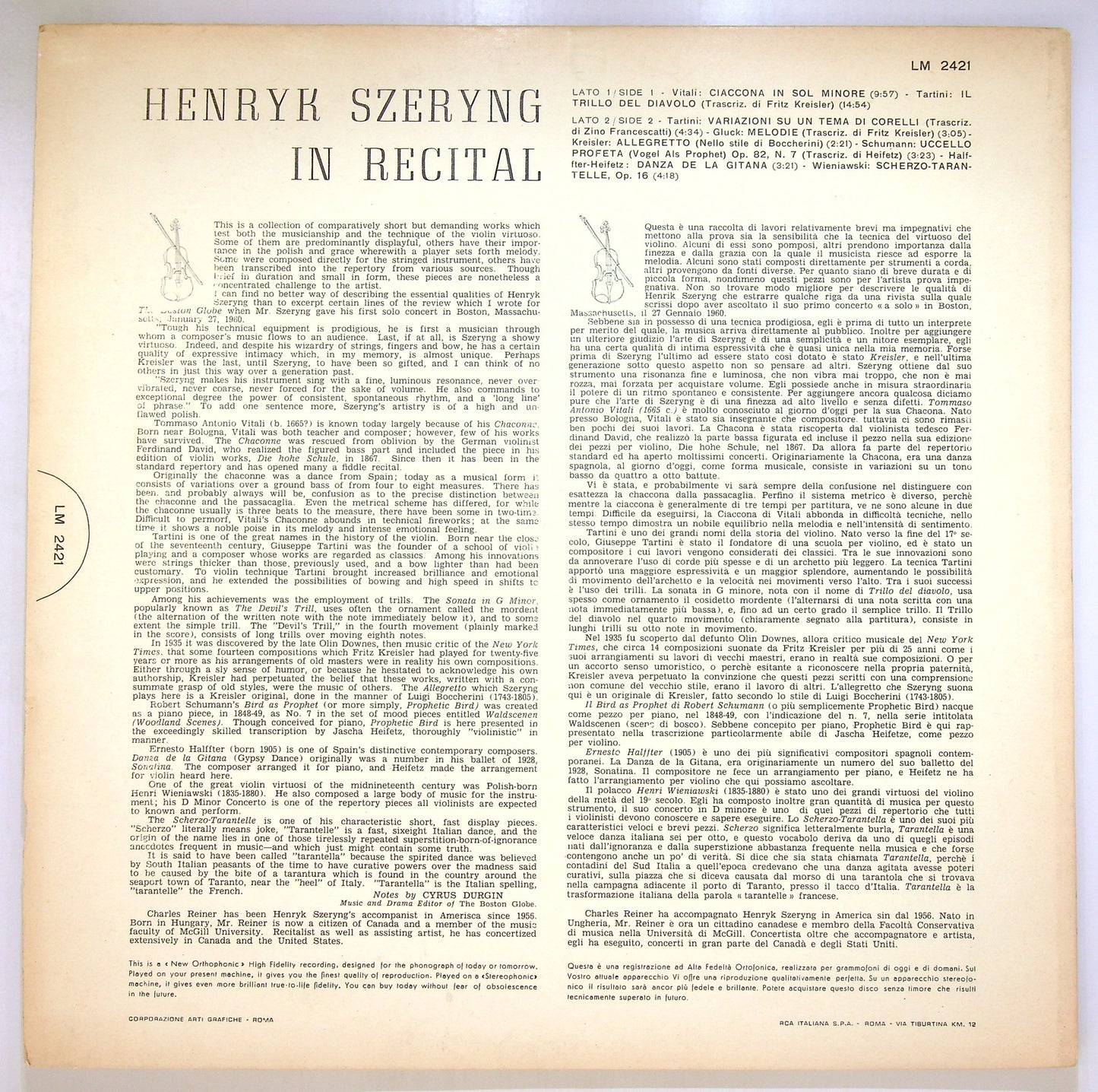 EBOND Henryk Szeryng - In Recital Vinile V105113
