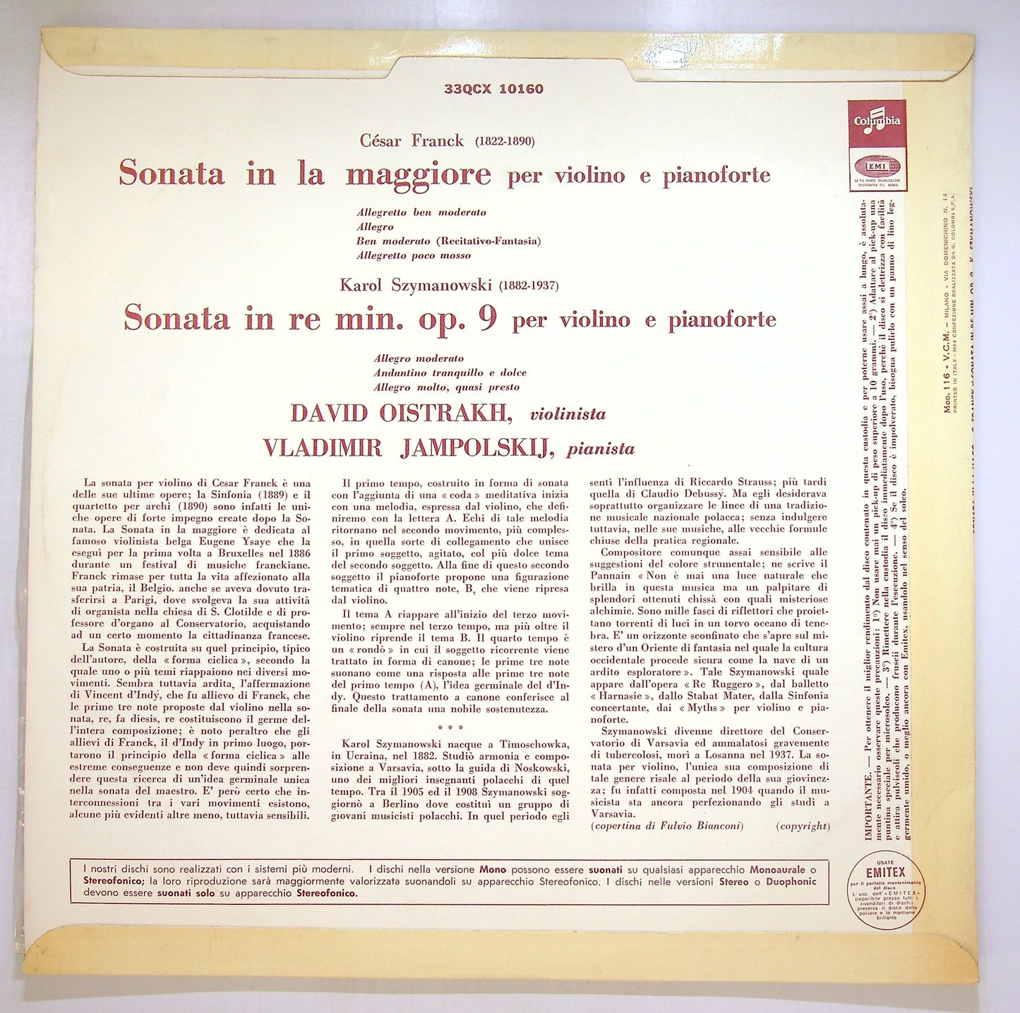 EBOND Sonata In la Maggiore Per Violino E Pianoforte Vinile V105116