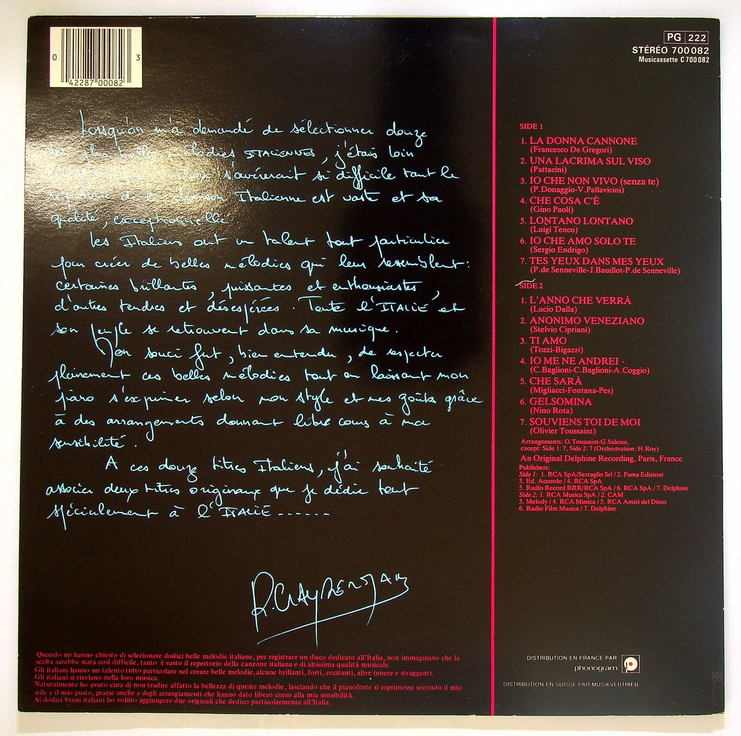 EBOND Richard Clayderman - Italie Mon Amour Vinile V105117