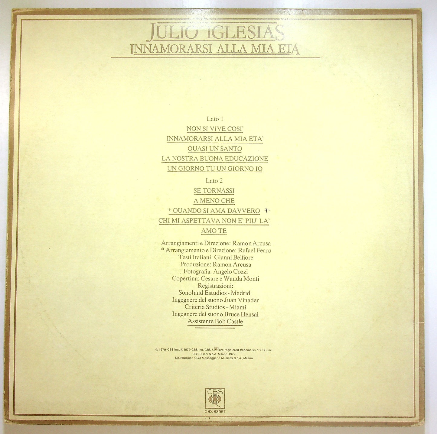 EBOND Julio Iglesias - Innamorarsi Alla Mia Eta Vinile V105135