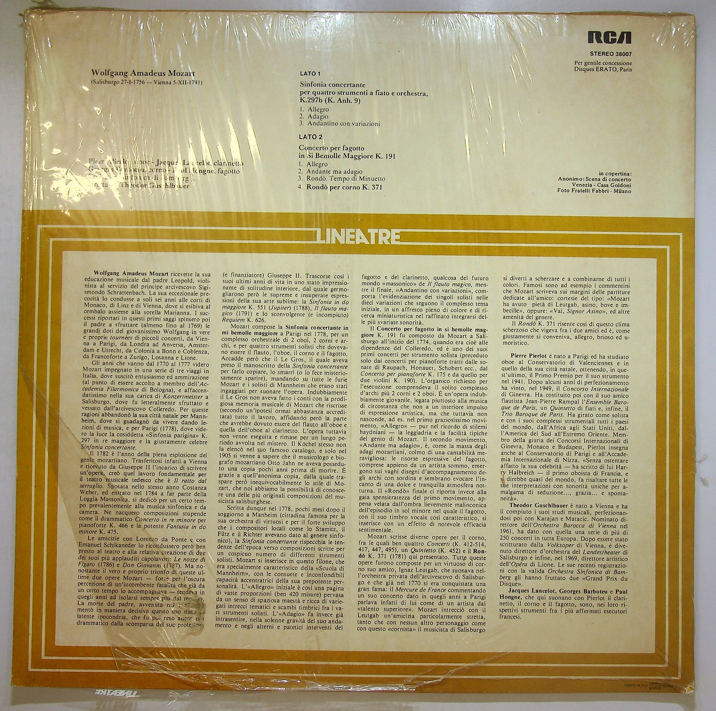 EBOND Sinfonia Concertante Per Quattro Strumenti A Fiato Vinile V106057
