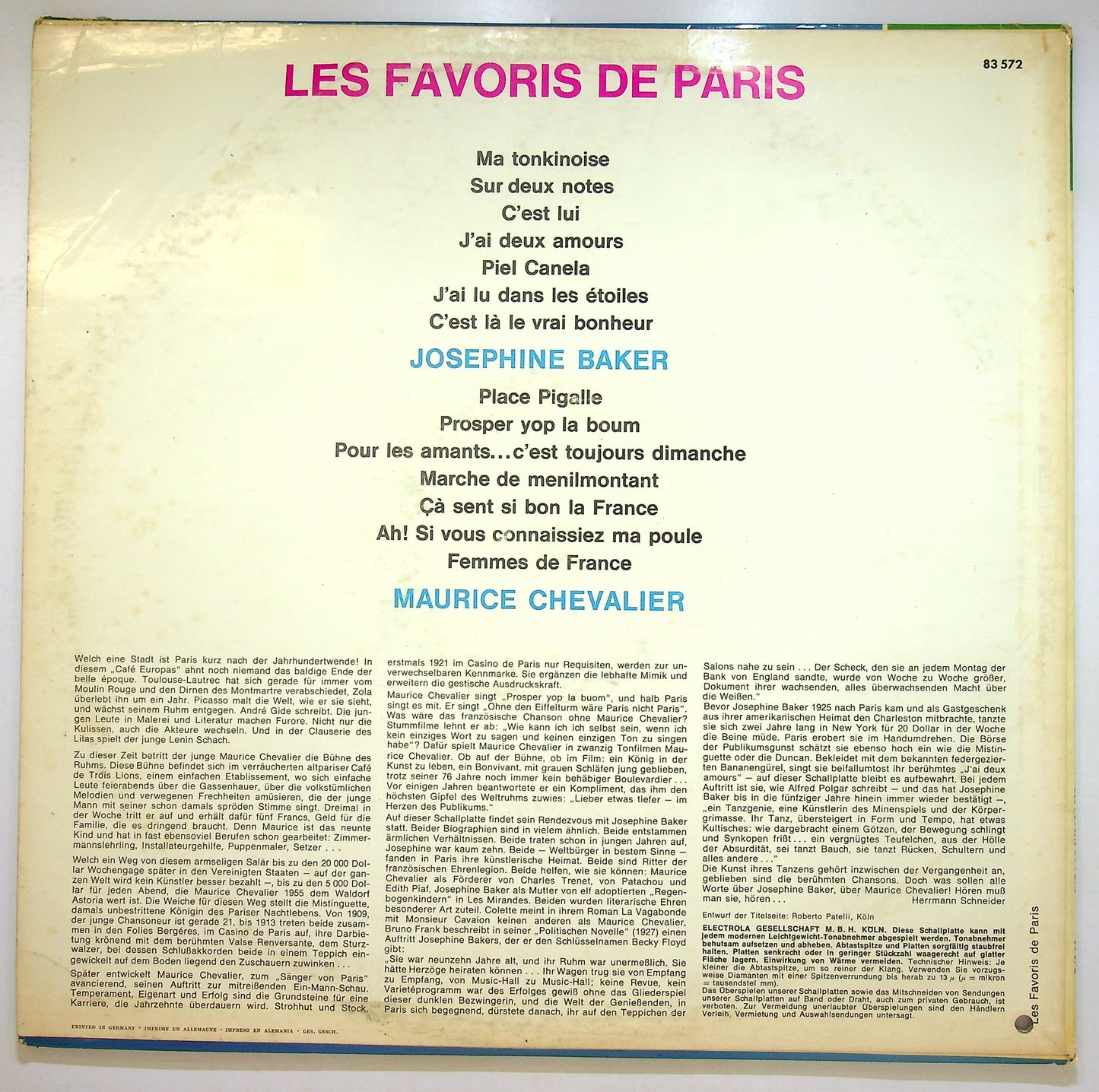 EBOND Josephine Baker , Maurice Chevalier - Les Favoris De Paris Vinile V107056