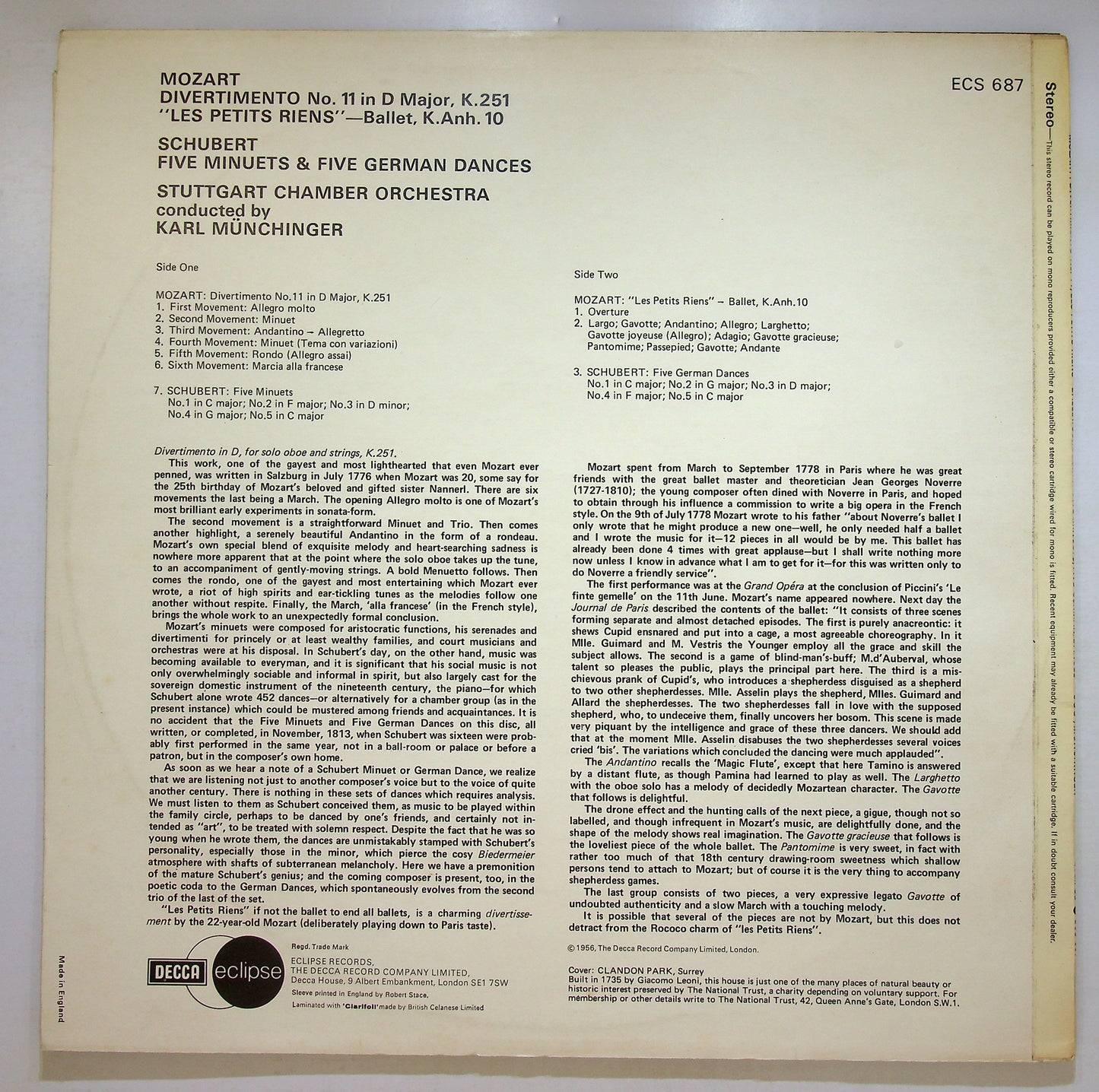 EBOND Mozart / Schubert - Divertimento No. 11 Les Petits Riens Vinile V107081