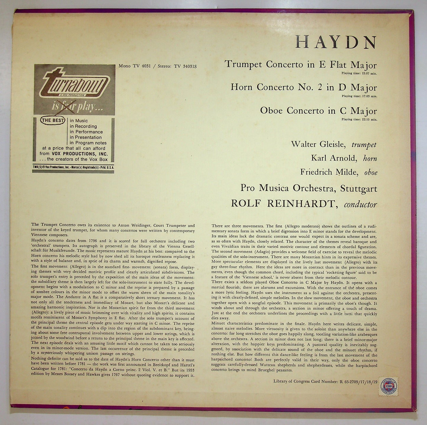 EBOND Trumpet Concerto / Horn Concerto No. 2 / Oboe Concerto Vinile V107086