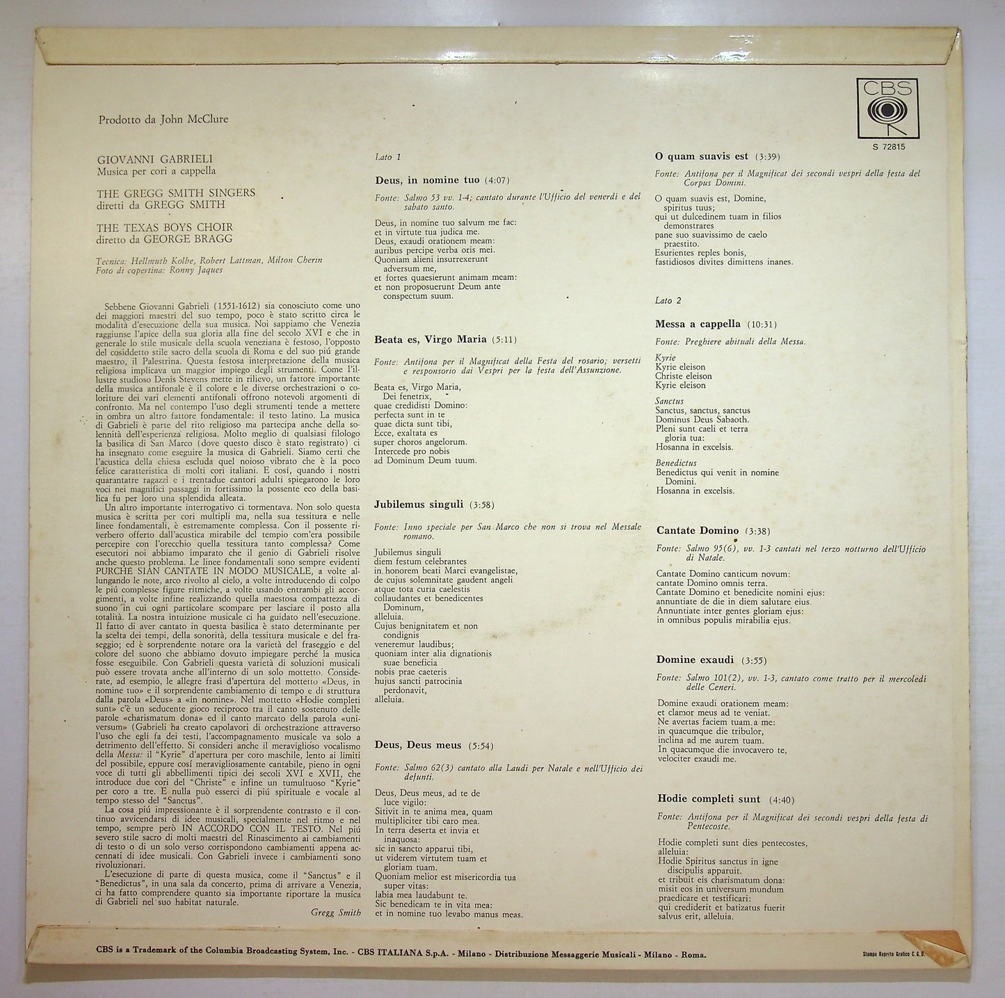 EBOND Giovanni Gabrieli - Musica Per Cori A Cappella Vinile V107118