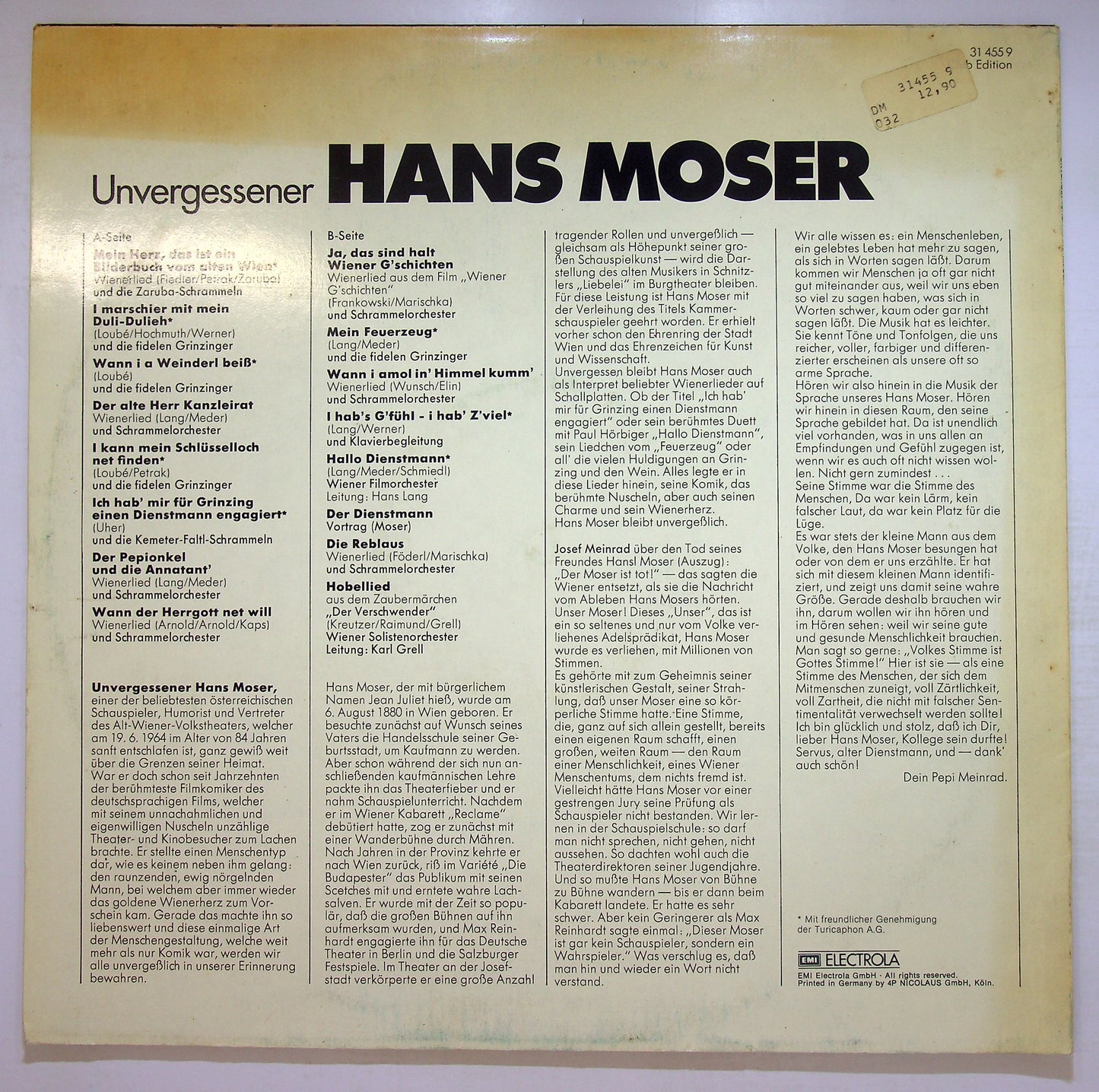 EBOND Hans Moser - Unvergessener Hans Moser Vinile V107129