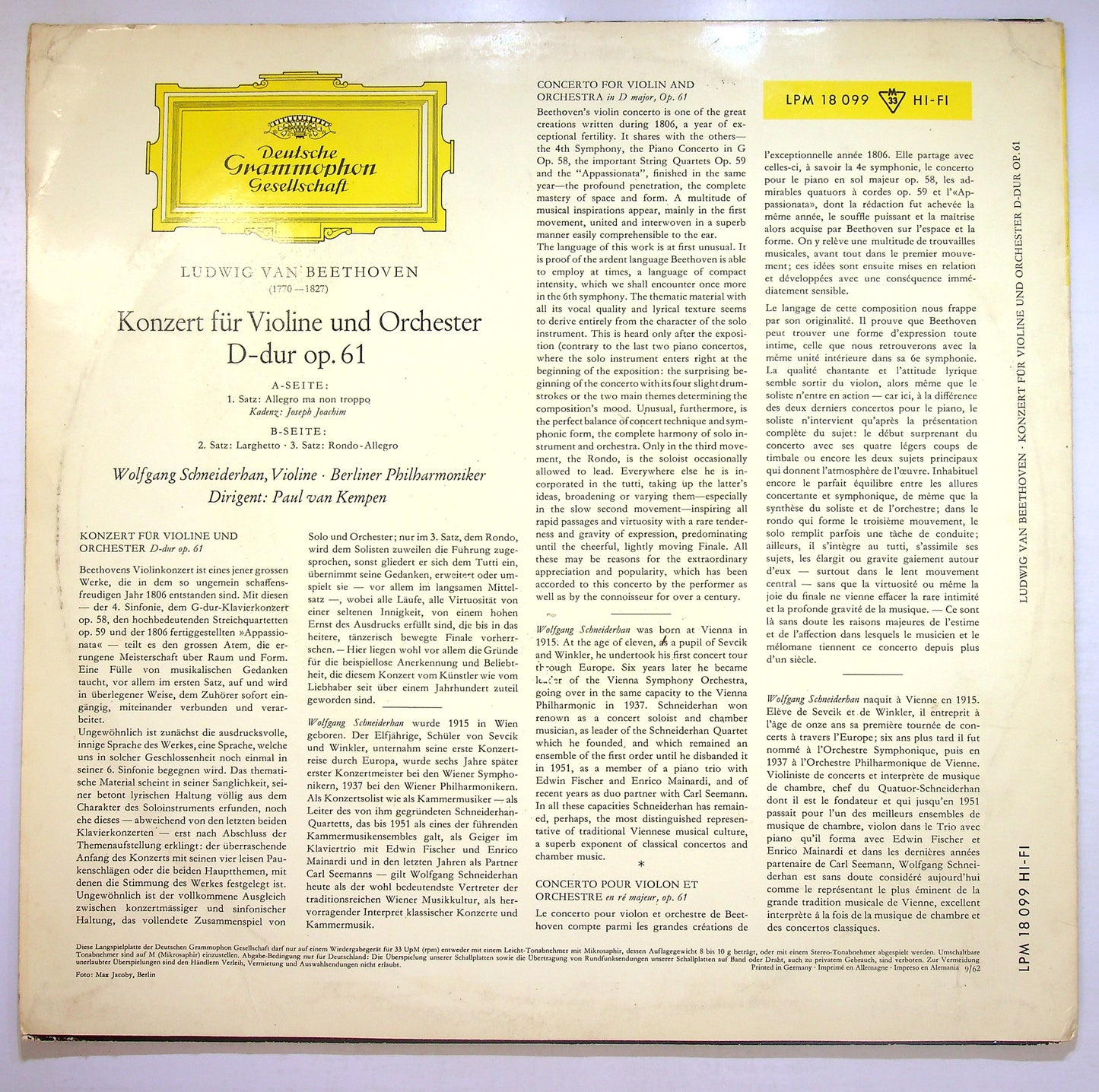 EBOND Konzert Fur Violine Und Orchester D-Dur Op. 61 Vinile V107136
