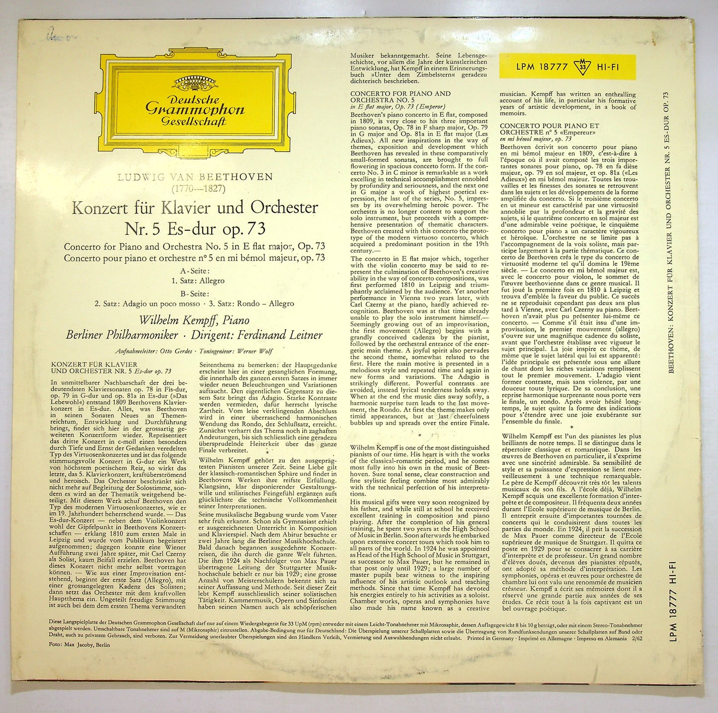 EBOND Ludwig van Beethoven - Klavierkonzert Nr. 5 Es-Dur Op. 73 Vinile V107139