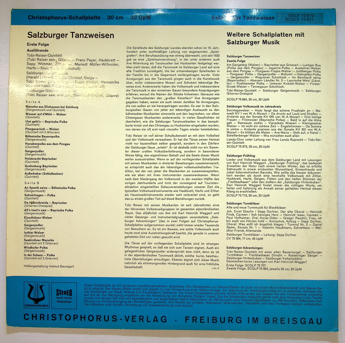 EBOND Tobi-Reiser-Quintett - Salzburger Tanzweisen - Erste Folge Vinile V107142