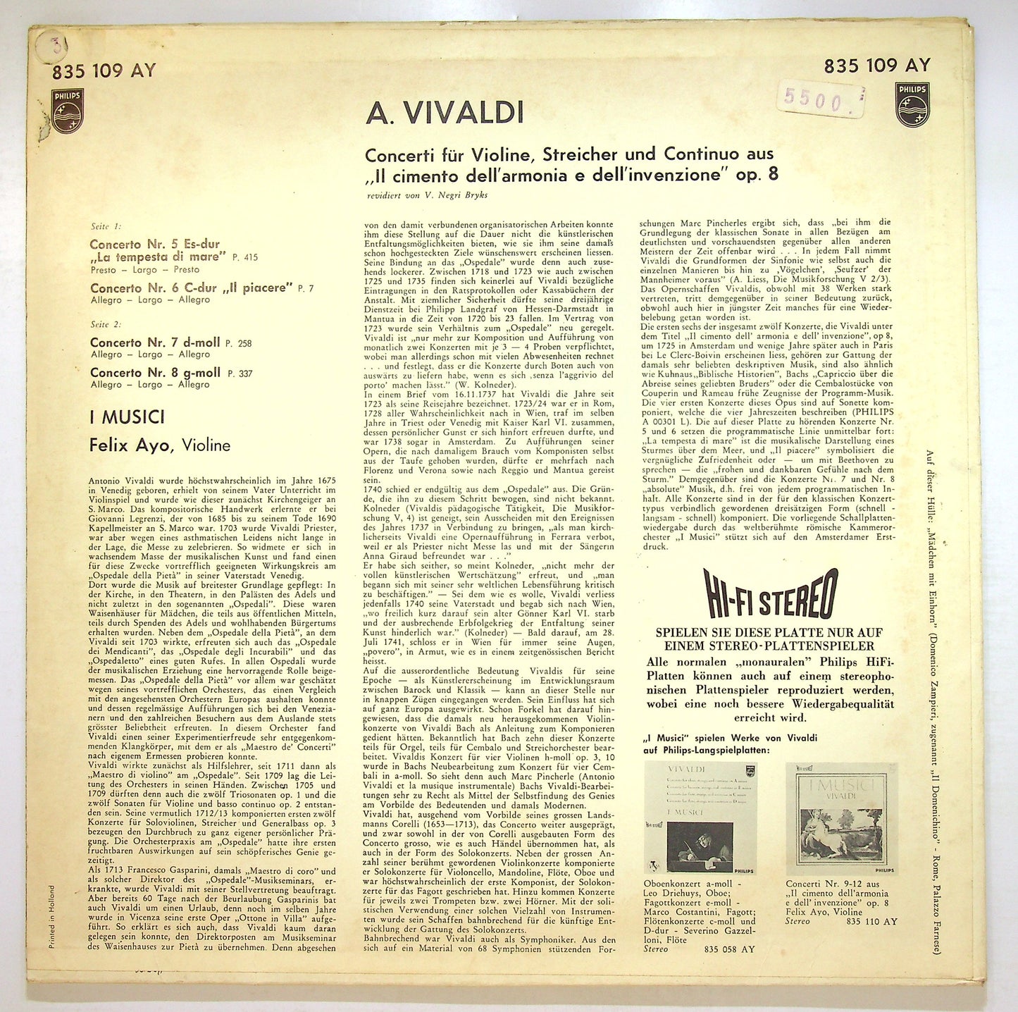 EBOND Antonio Vivaldi, I Musici - Concerti Fur Violine Vinile V107146