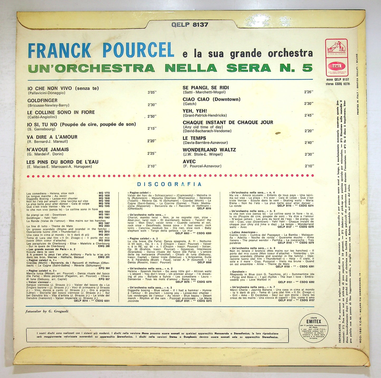 EBOND Franck Pourcel - Un'Orchestra Nella Sera N. 5 Vinile V109009