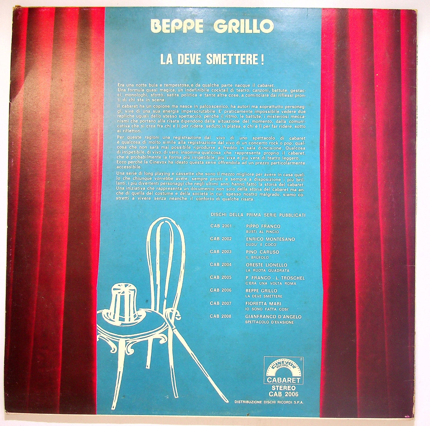 EBOND Beppe Grillo - La Deve Smettere! Vinile V109047
