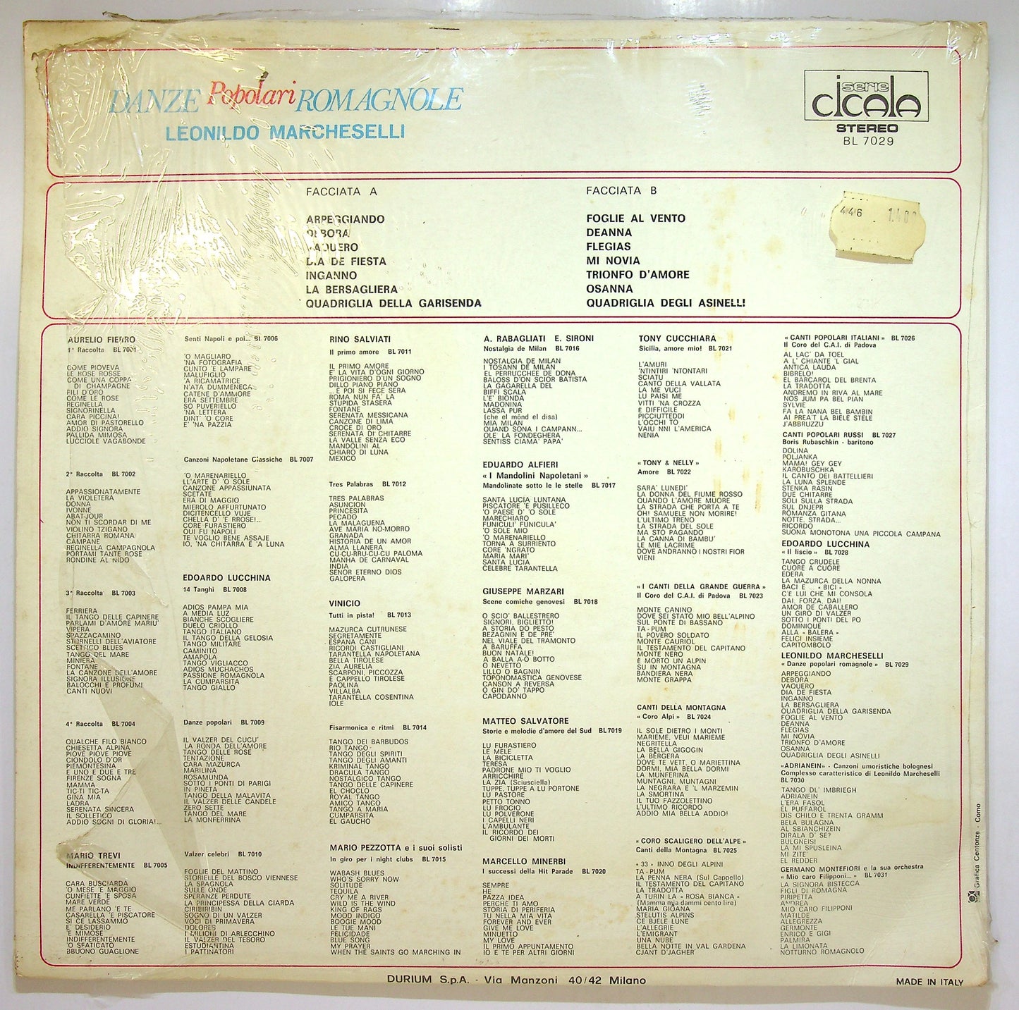 EBOND Leonildo Marcheselli - Danze Popolari Romagnole Vinile V109055