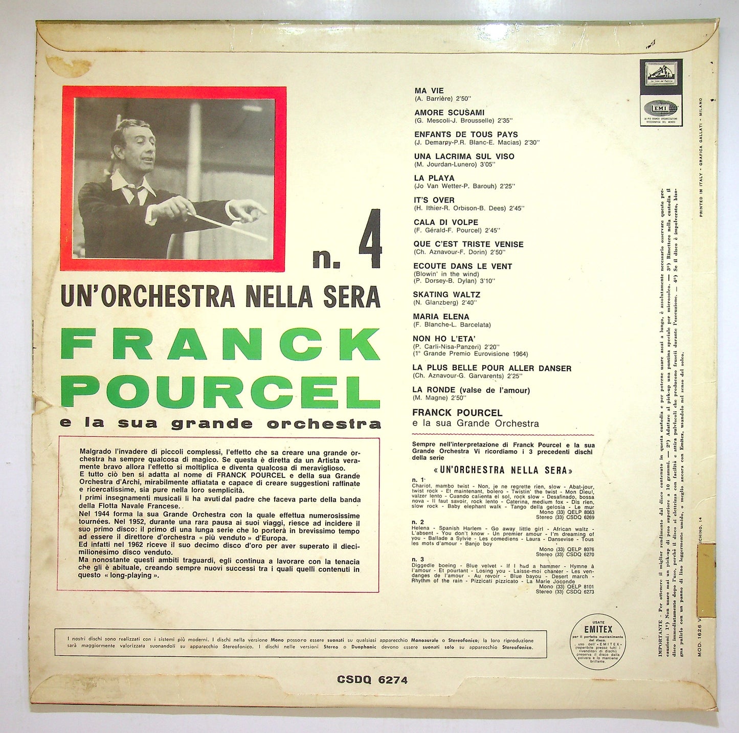 EBOND Franck Pourcel - Un'Orchestra Nella Sera N° 4 Vinile V109096