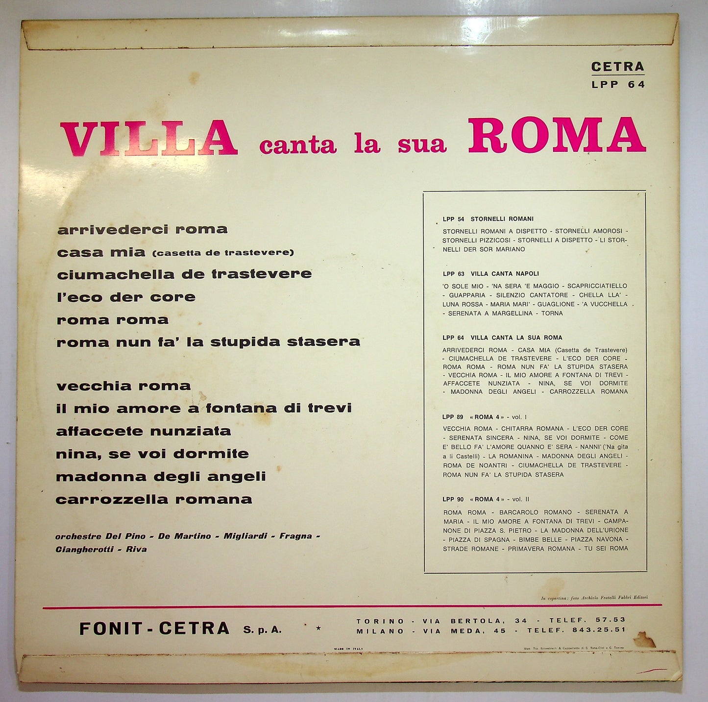 EBOND Claudio Villa - Villa Canta La Sua Roma Vinile V109131