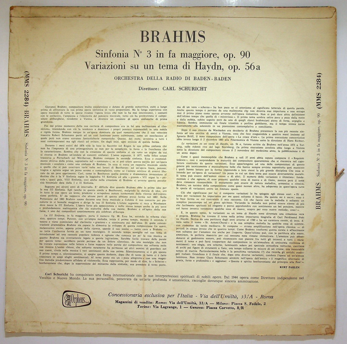 EBOND Brahms - Sinfonia N° 3 - Variazioni Su Un Tema Di Haydn Vinile V109133