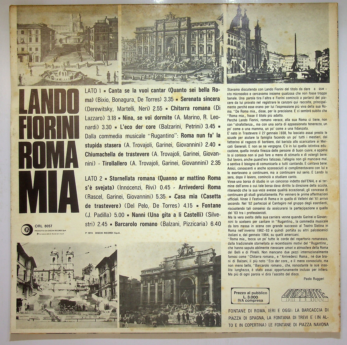 EBOND Lando Fiorini - Roma Mia Vinile V109135