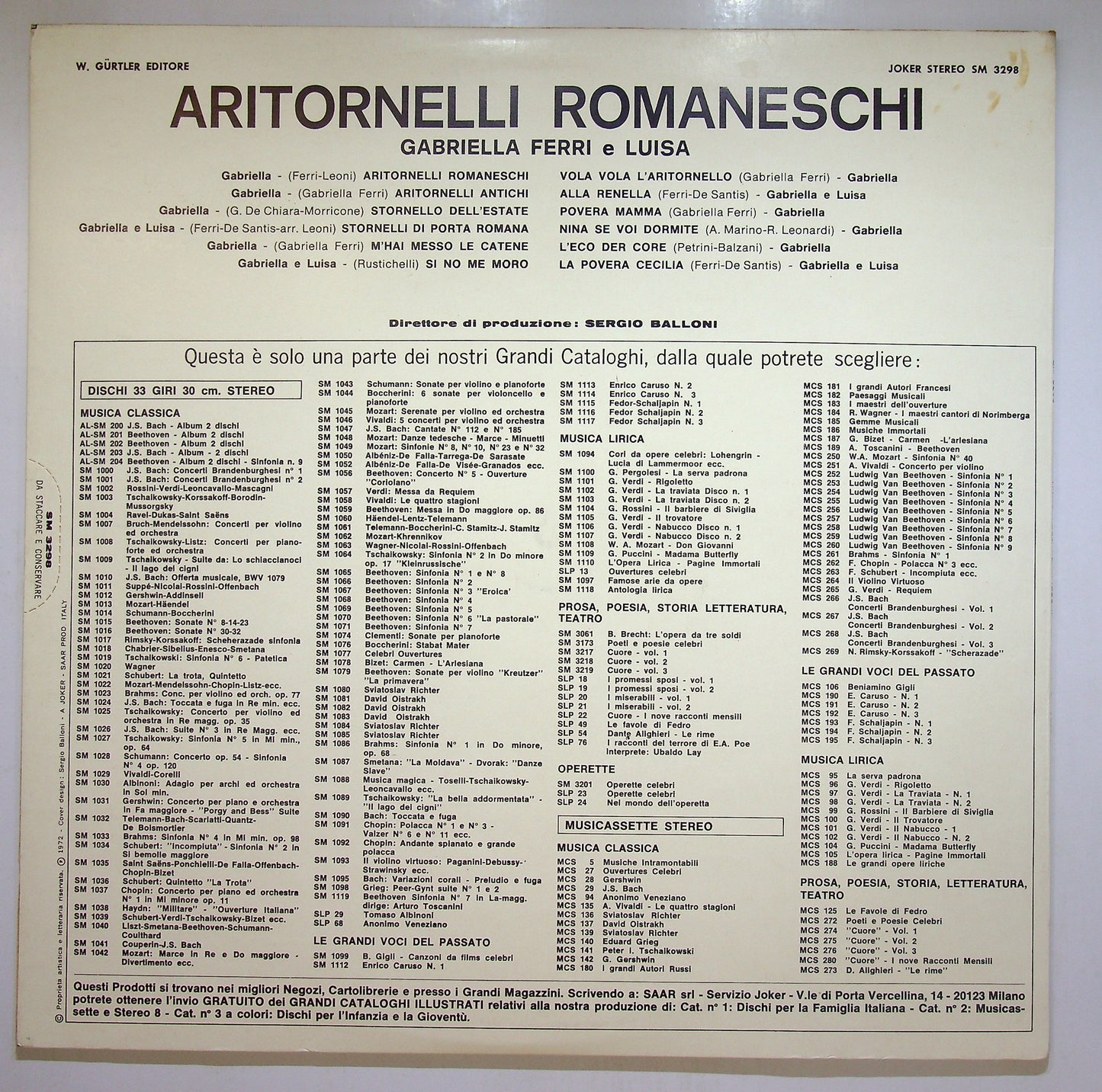 EBOND Gabriella Ferri - Aritornelli Romaneschi Vinile V110055
