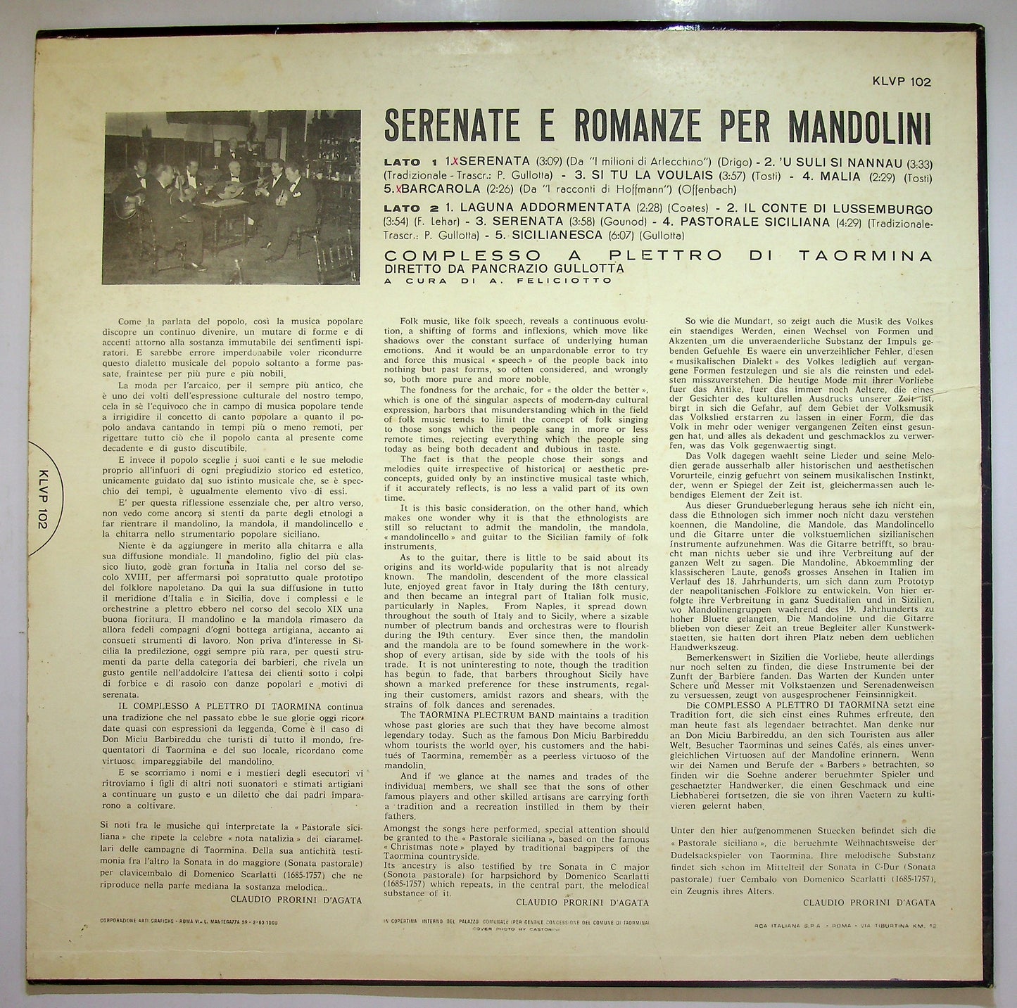 EBOND Pancrazio Gullotta - Serenate E Romanze Per Mandolini Vinile V110061