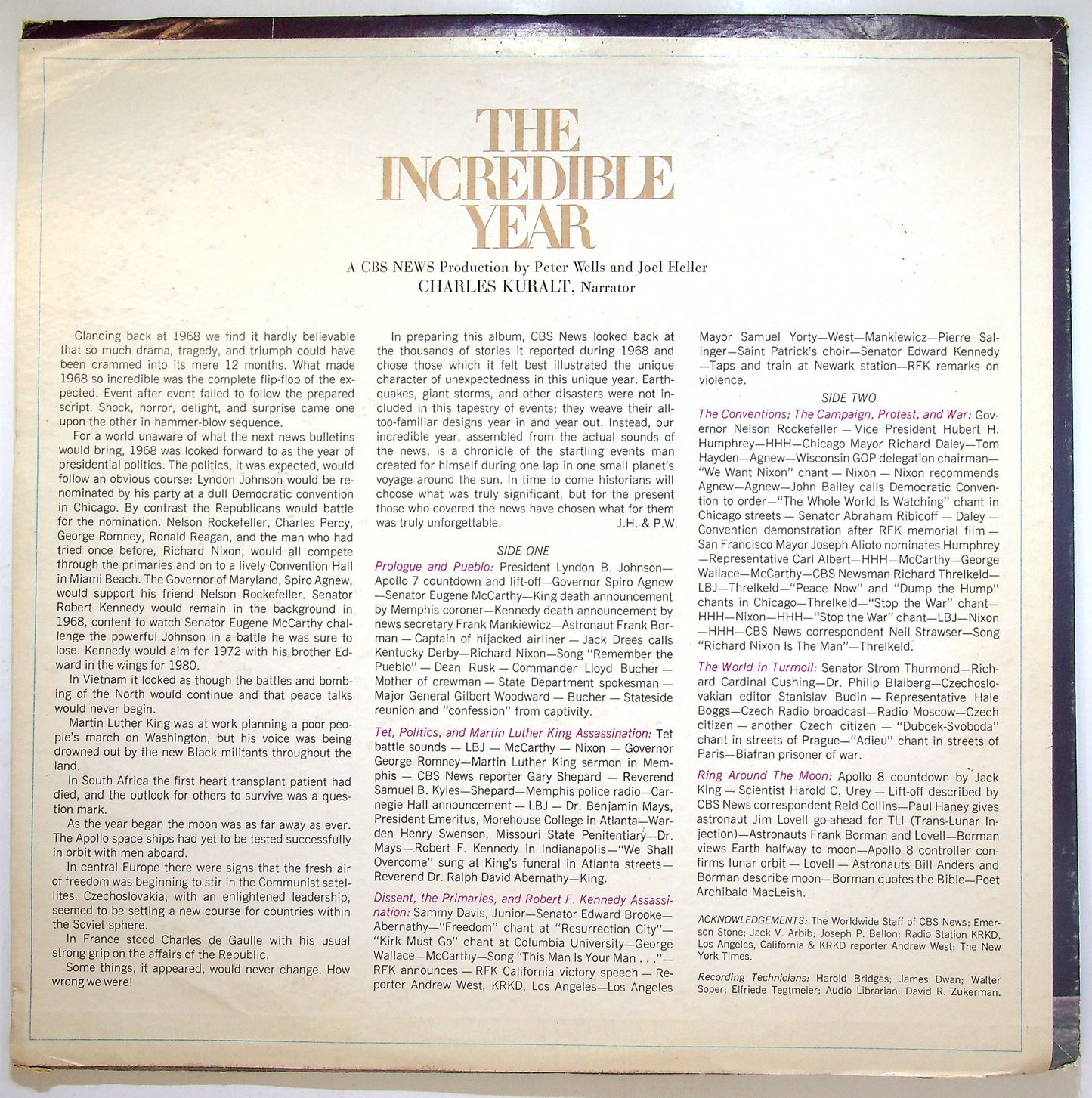 EBOND Charles Kuralt - The Incredible Year: 1968 Vinile V111016